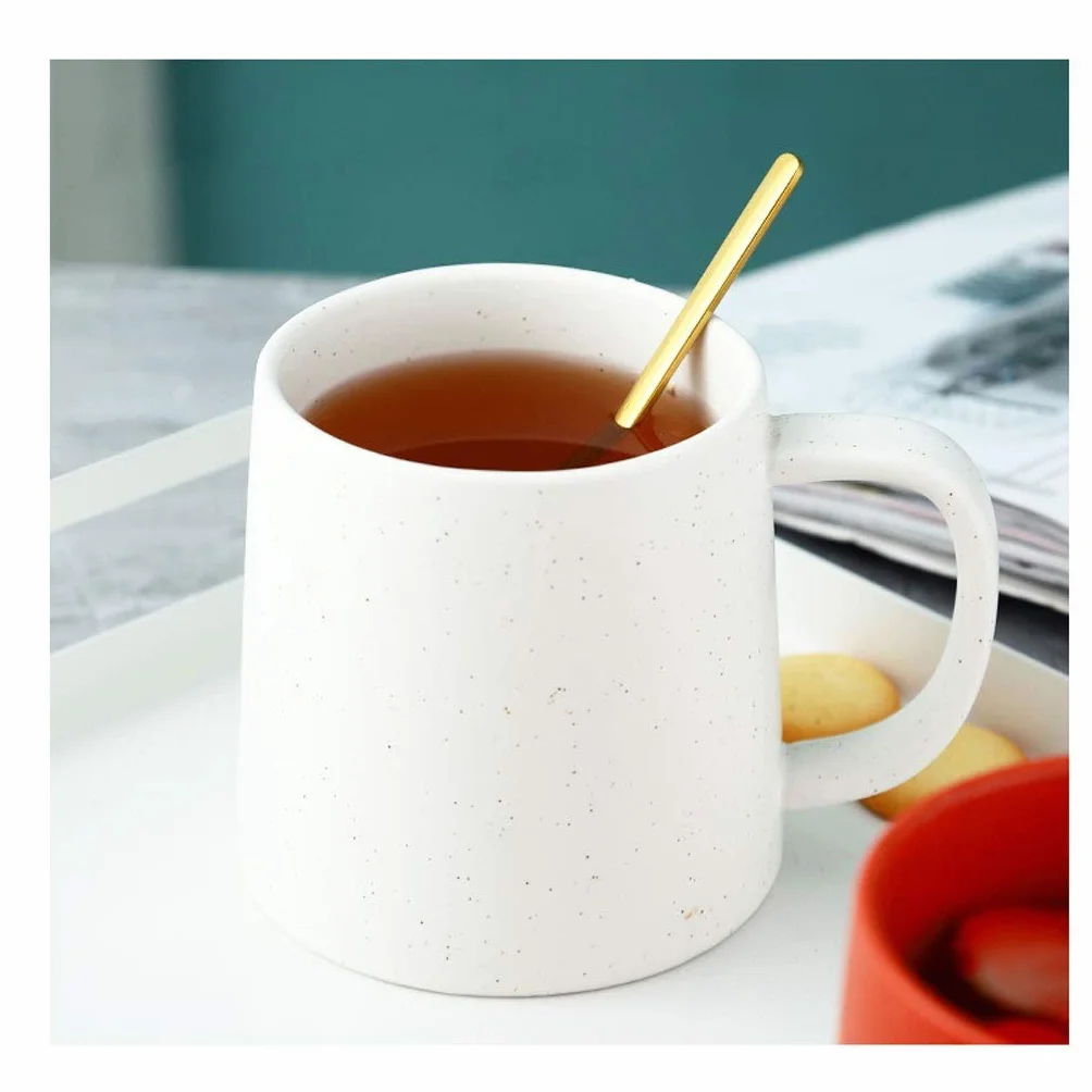 Kubek do kawy Matowy ceramiczny duży kubek porcelanowy Kawa Herbata Kakao Wielokolorowy biurowy kubek na wodę z łyżką (C)