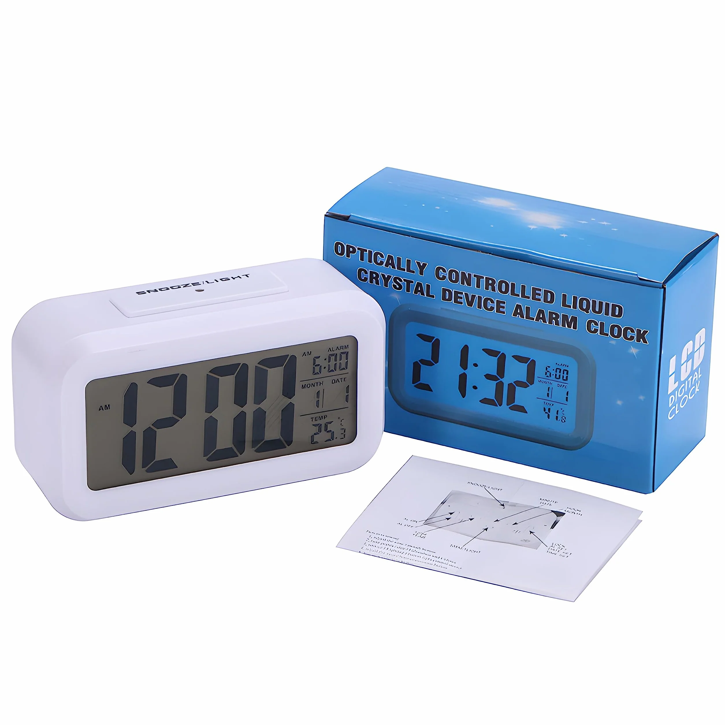 Retoo przenośny cyfrowy budzik ze wskaźnikiem temperatury i dużym wyświetlaczem LED, LCD dla dzieci i dorosłych, inteligentny zegar stołowy z zasilaniem bateryjnym do sypialni, łazienki i biura