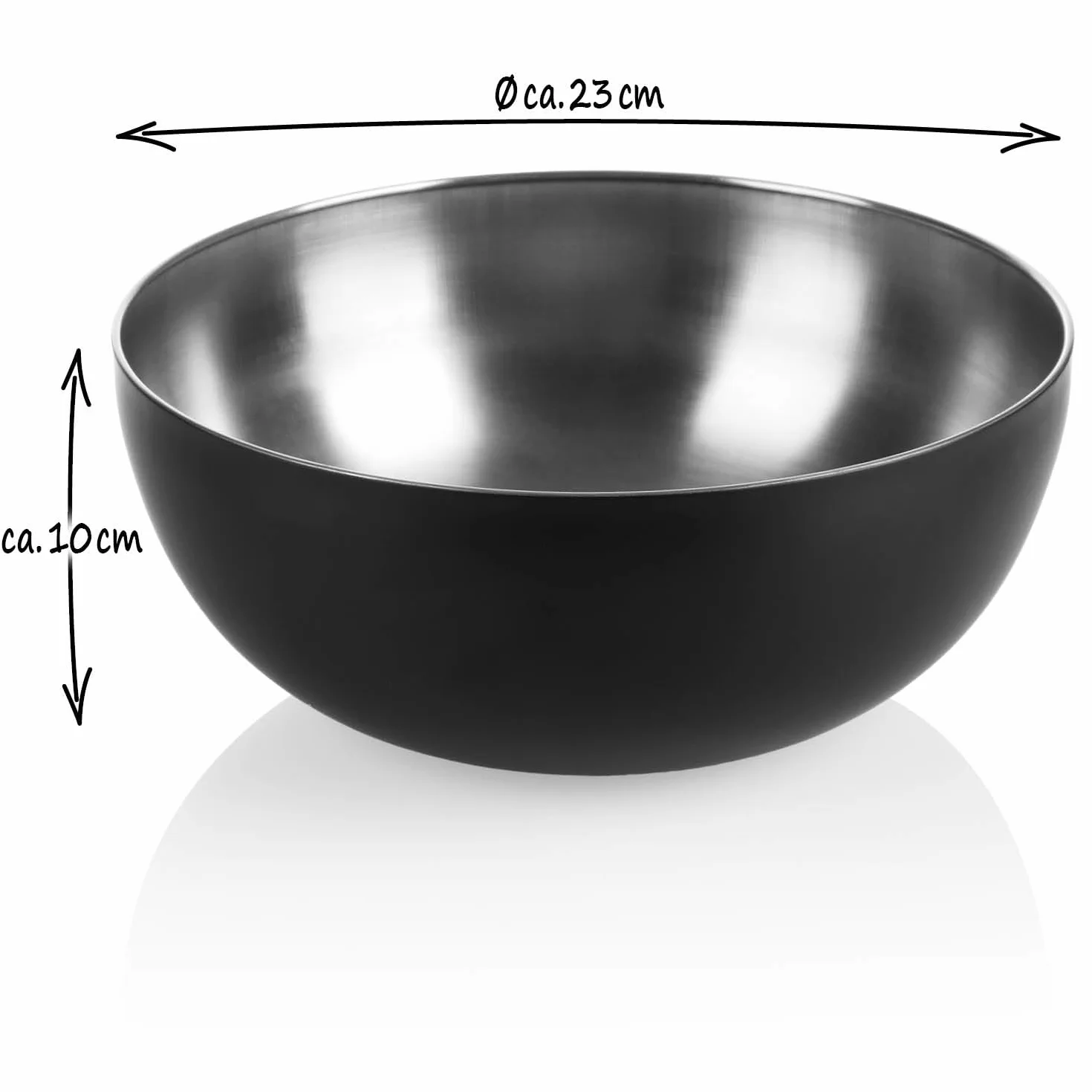 COM-FOUR® Miska do mieszania wykonana ze stali nierdzewnej z czarna powloka zewnetrzna moze sluzyc jako salaterka, miska na owoce lub po prostu jako miska ozdobna. (1 sztuka - Ø 24cm czarny)