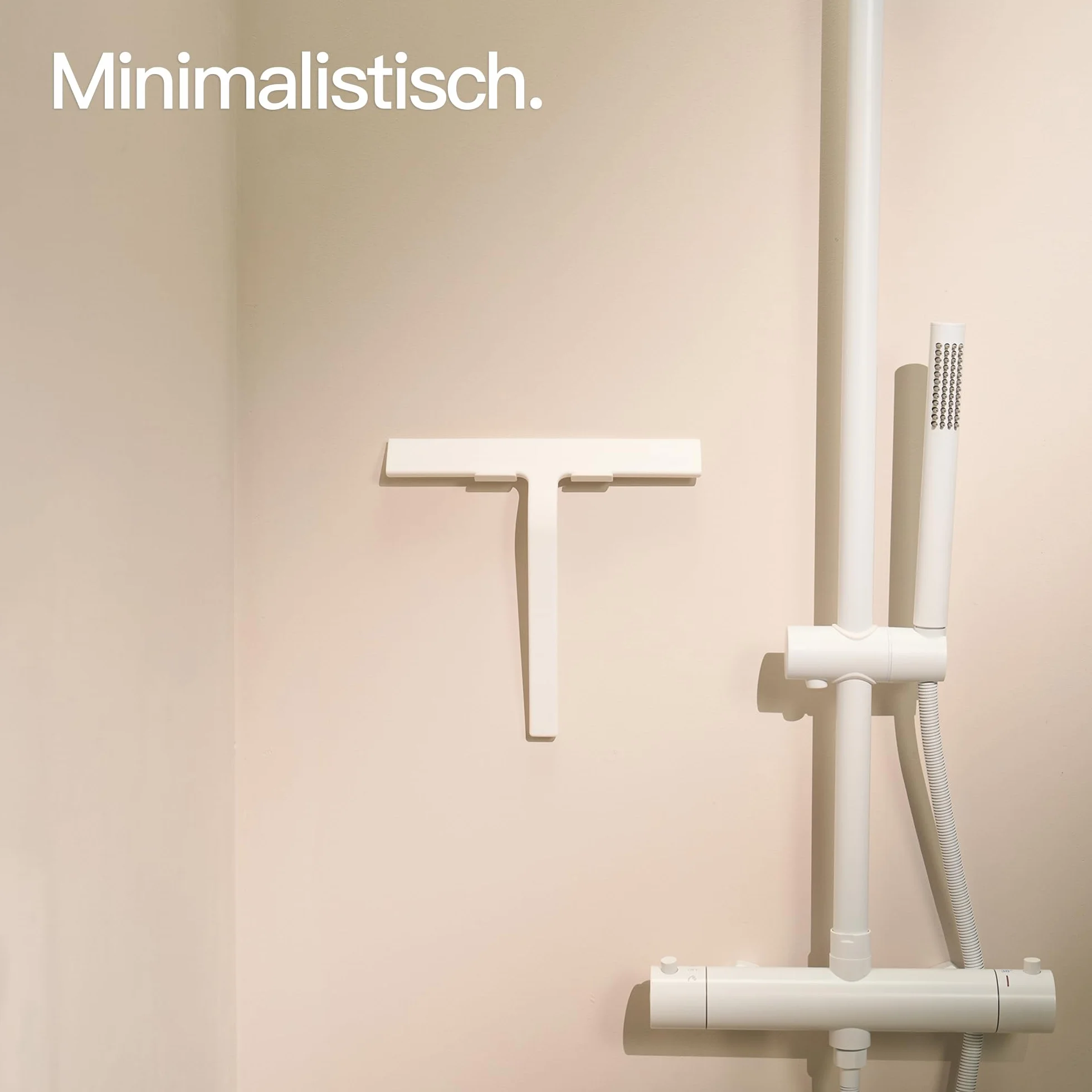 Designfabrik Hamburg ściągaczka do wody z silikonu w kolorze czarnym lub białym | uchwyt bez wiercenia | nowoczesny design do łazienki | 23 cm | biały