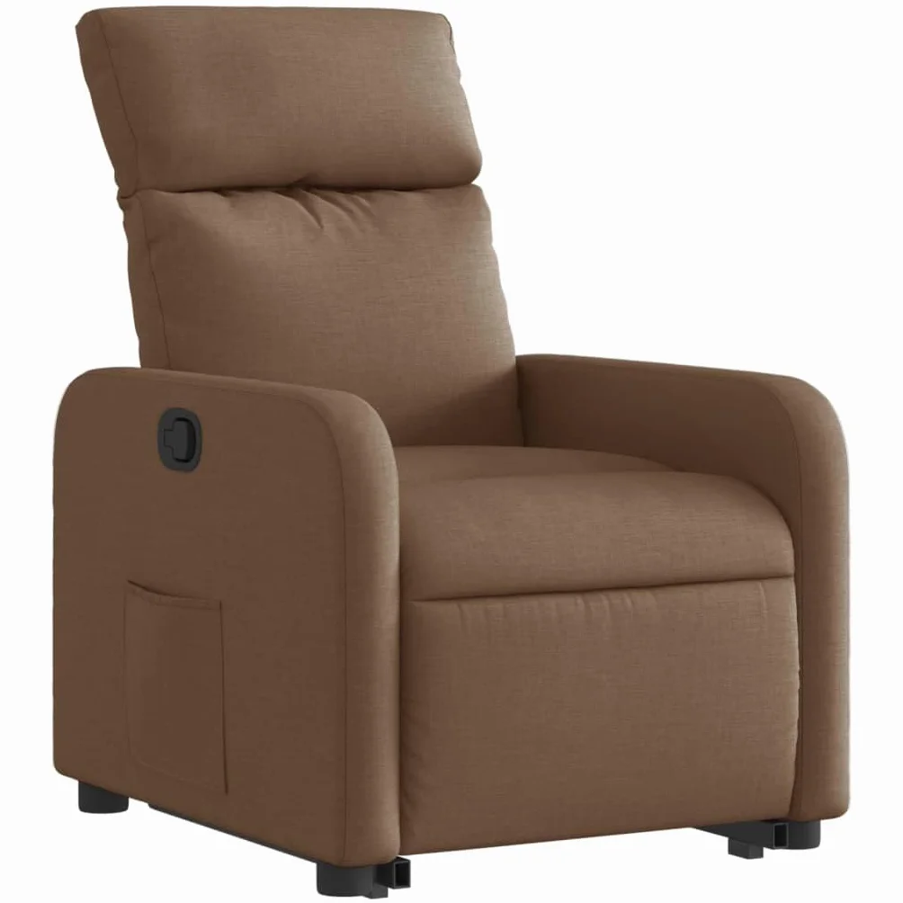 Fotel relaksacyjny z funkcją wspomagania wstawania, brązowy, tapicerka, ergonomiczna regulacja, z podnóżkiem i podłokietnikiem, do salonu, sypialni, biura, relaksu podczas czytania i