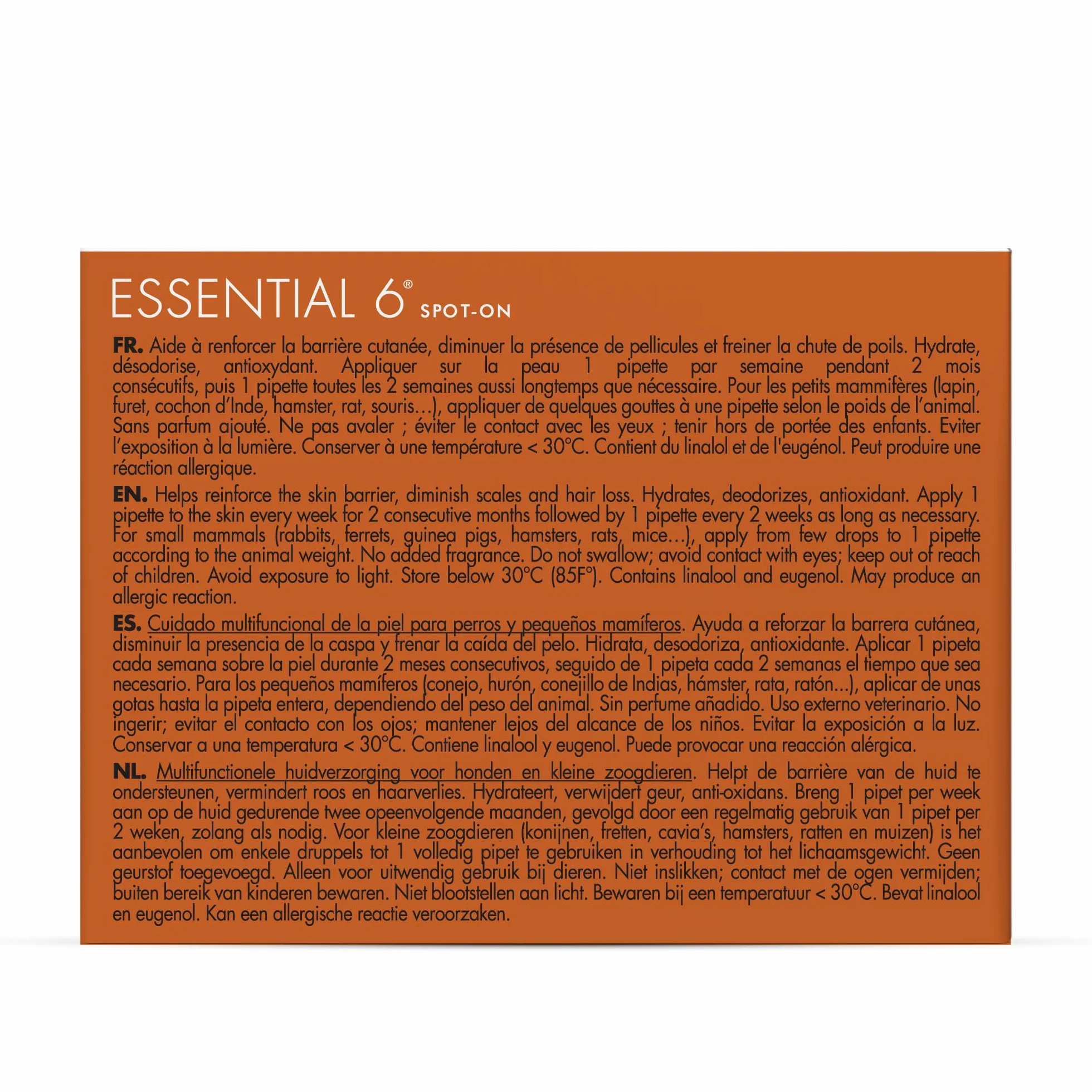 Dermoscent Essential 6 Spot-On | 4 x 0,6 ml | dla małych psów, kotów i małych zwierząt | może pomóc w łagodzeniu swędzenia | z witaminą E | bezproblemowe stosowanie