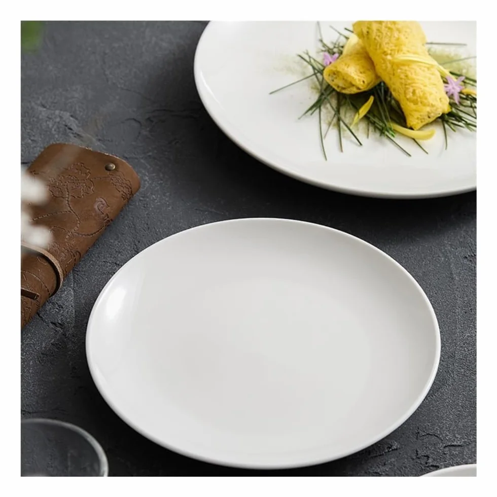 Talerze Obiadowe Białe ceramiczne talerze obiadowe, okrągłe talerze śniadaniowe i deserowe do steków(8inch)