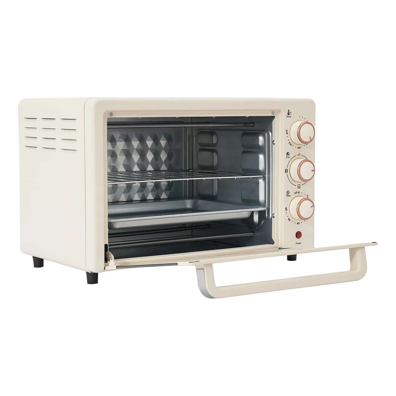 Mini piekarnik, 22 l, 1000 W, z patelnią do grillowania i rusztem do grillowania, mini piekarnik do pizzy z regulacją temperatury (120°C-250°C), 4 rury grzewcze, mini piekarnik na imprezy, dla rodzin