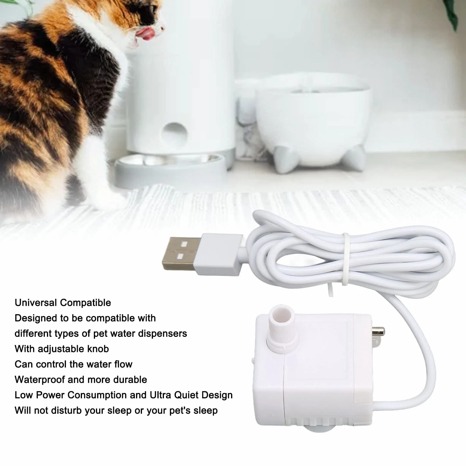 Mini Cat Pompa Dozująca Wodę USB Cicha Bezszczotkowa Pompa Fontannowa dla Zwierząt Domowych