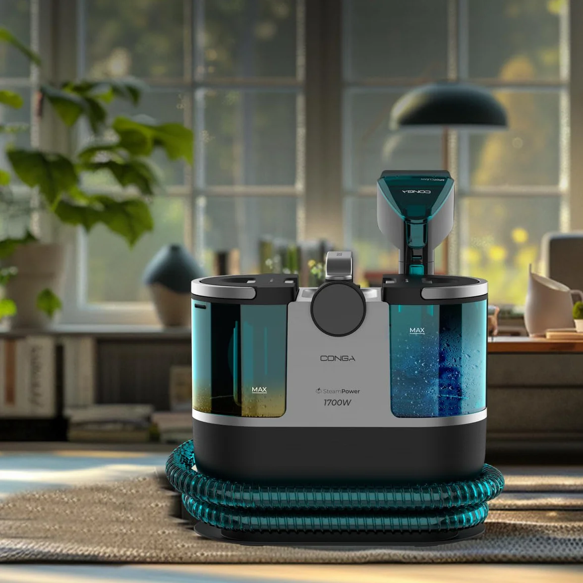 Cecotec Odkurzacz tapicerski z kablem - Conga 7000 Carpet&Spot Clean Steam XXL.1700 W. Czyszczenie 3 w 1. Zbiornik 1600 ml czysta woda i 950 ml brudna woda. Zasięg 7 m