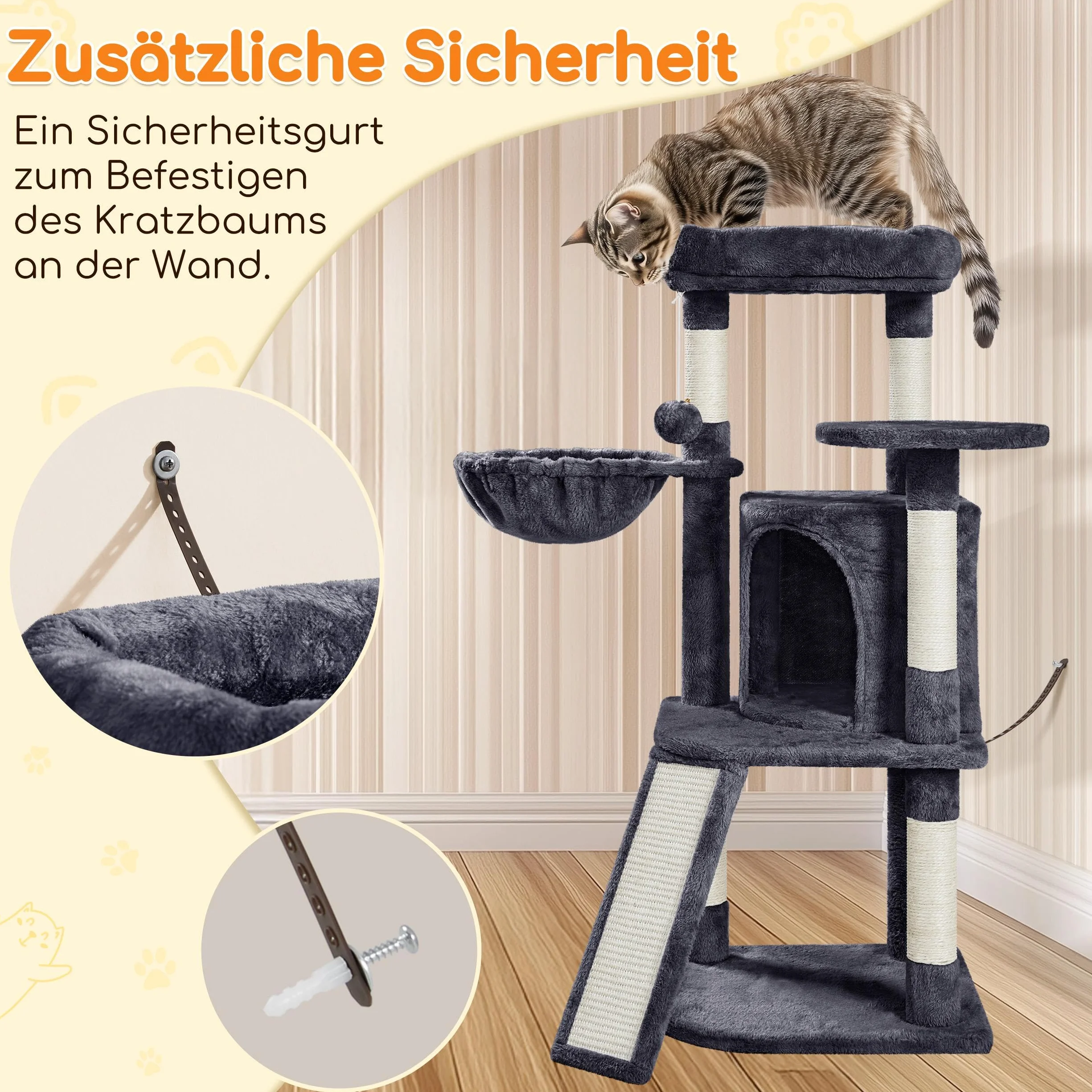 Yaheetech Kraztbaum stabilne drzewko dla kotów 107 cm