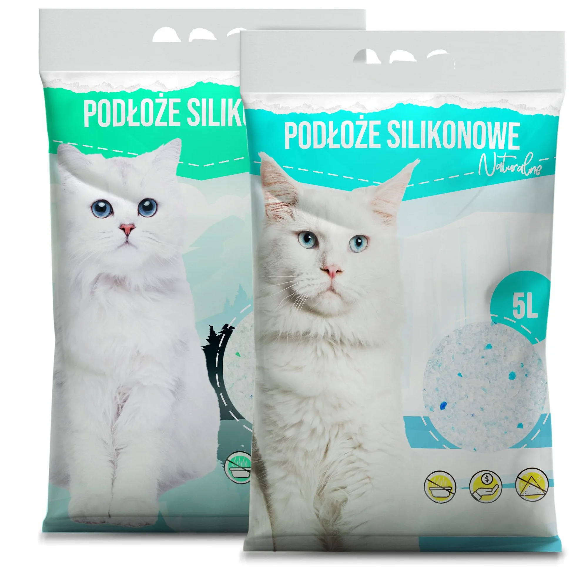 Żwirek Silikonowy dla Kota 5L Extradrobny Naturalny Bezzapachowy Antybakteryjny