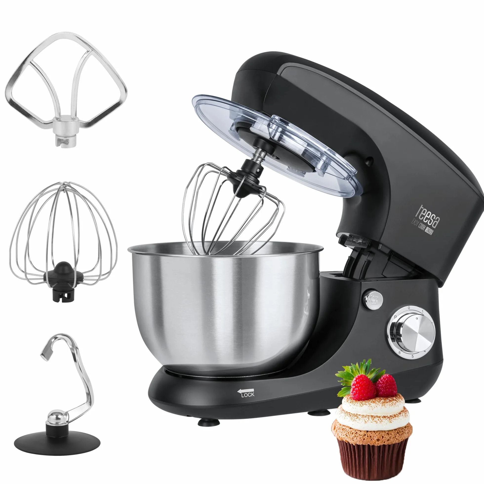 Teesa Robot Kuchenny EASY COOK SINGLE 1400 W Regulacja Prędkości Misa 5,5 L Funkcja Pracy Pulsacyjnej TSA3545-B Czarny