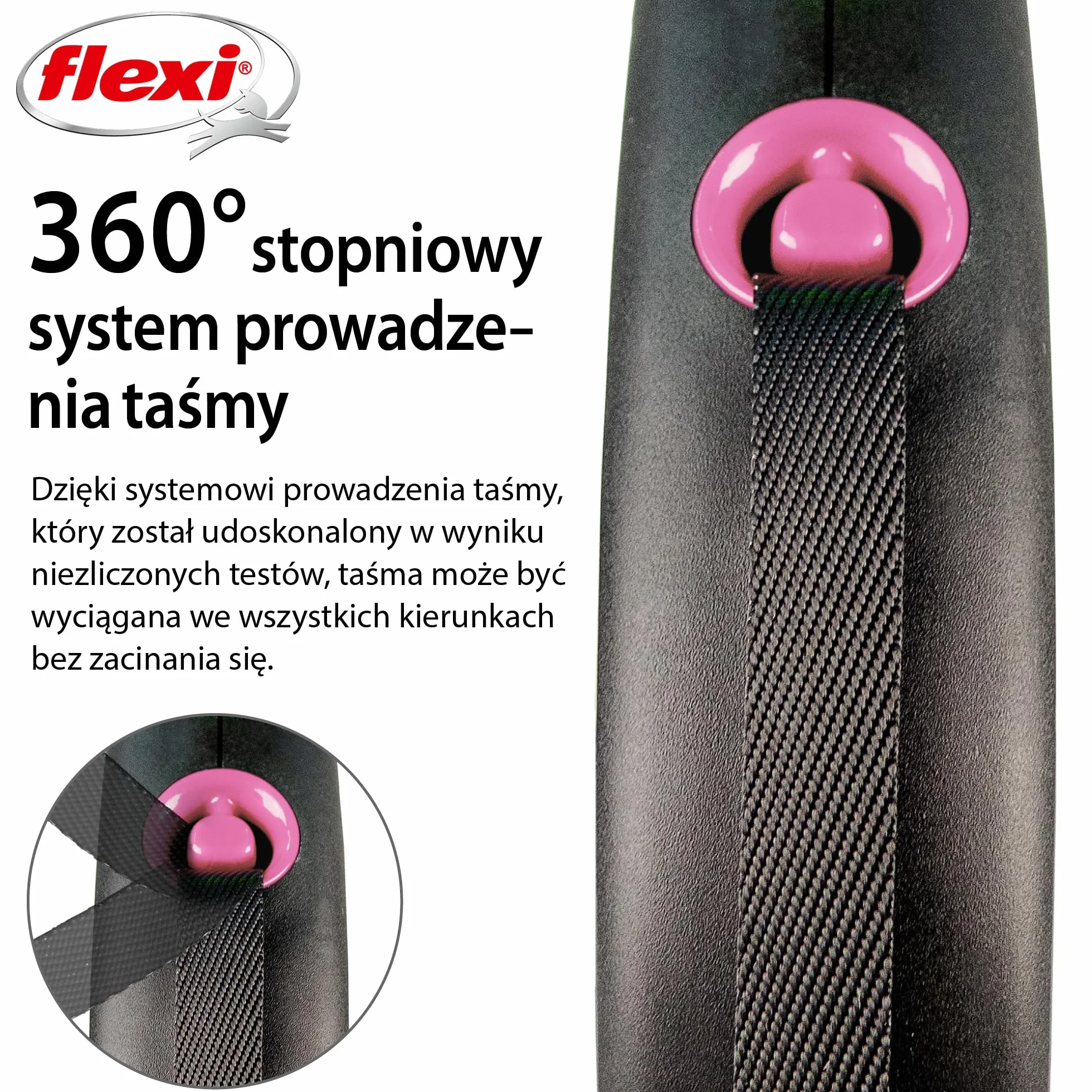 Flexi smycz automatyczna Black Design linka L 5m różowa