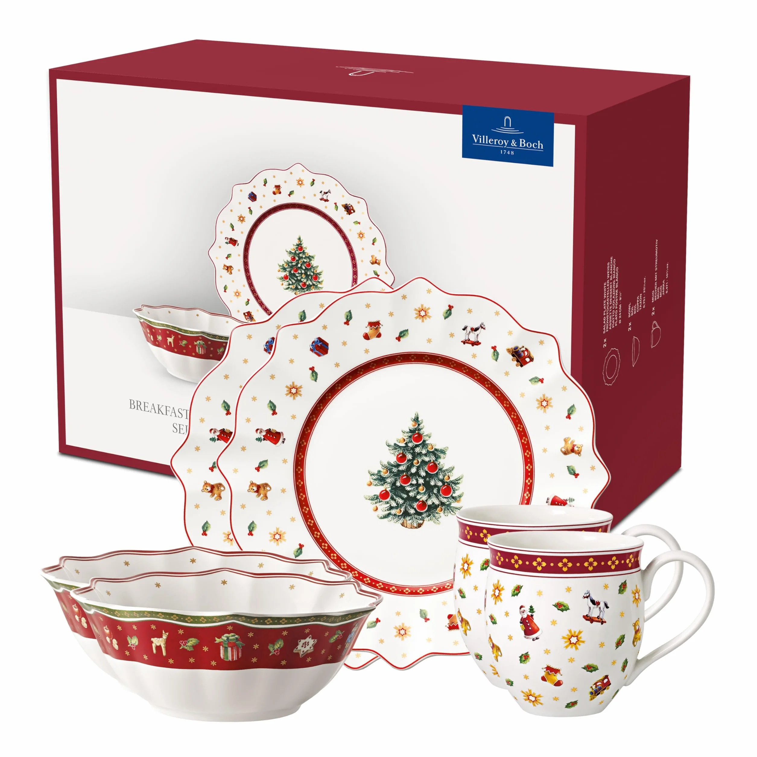 Villeroy & Boch Toy'S Delight Serwis Śniadaniowy, Biały/Czerwony, 6 elementów