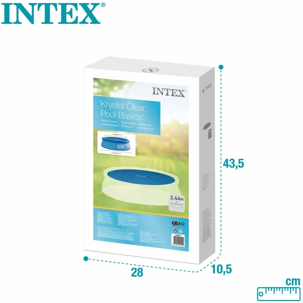 Intex Easy Pool Plandeka Solarna, Niebieski, 244 cm, 120 mikronów