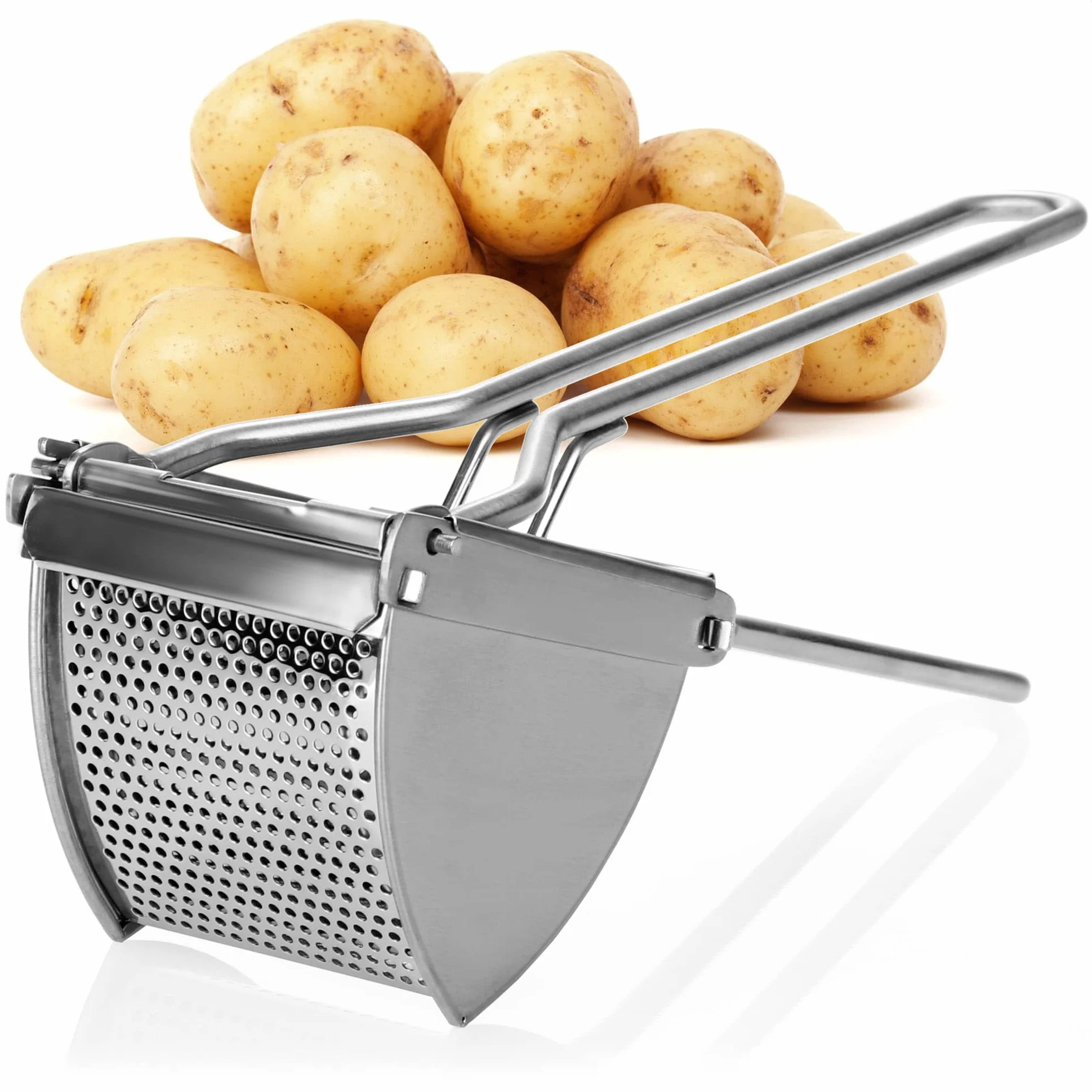 COM-FOUR® Prasa do ziemniaków ze stali nierdzewnej, mozna myc w zmywarce - praska do ziemniaków - praska do spaghetti - tluczek do ziemniaków