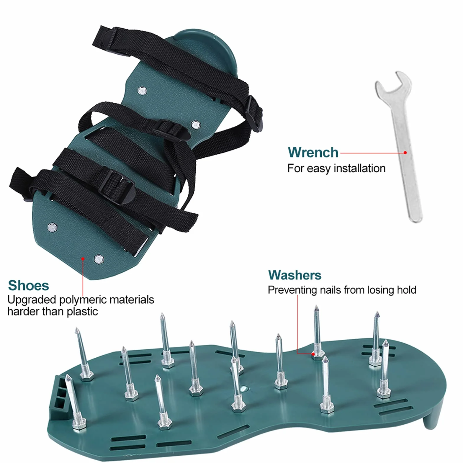 Yosoo Health Gear sandały, napowietrzacz trawnik buty 1 para sandałów napowietrzacz trawnik buty odporne na kolce trawnik z klamrą narzędzie