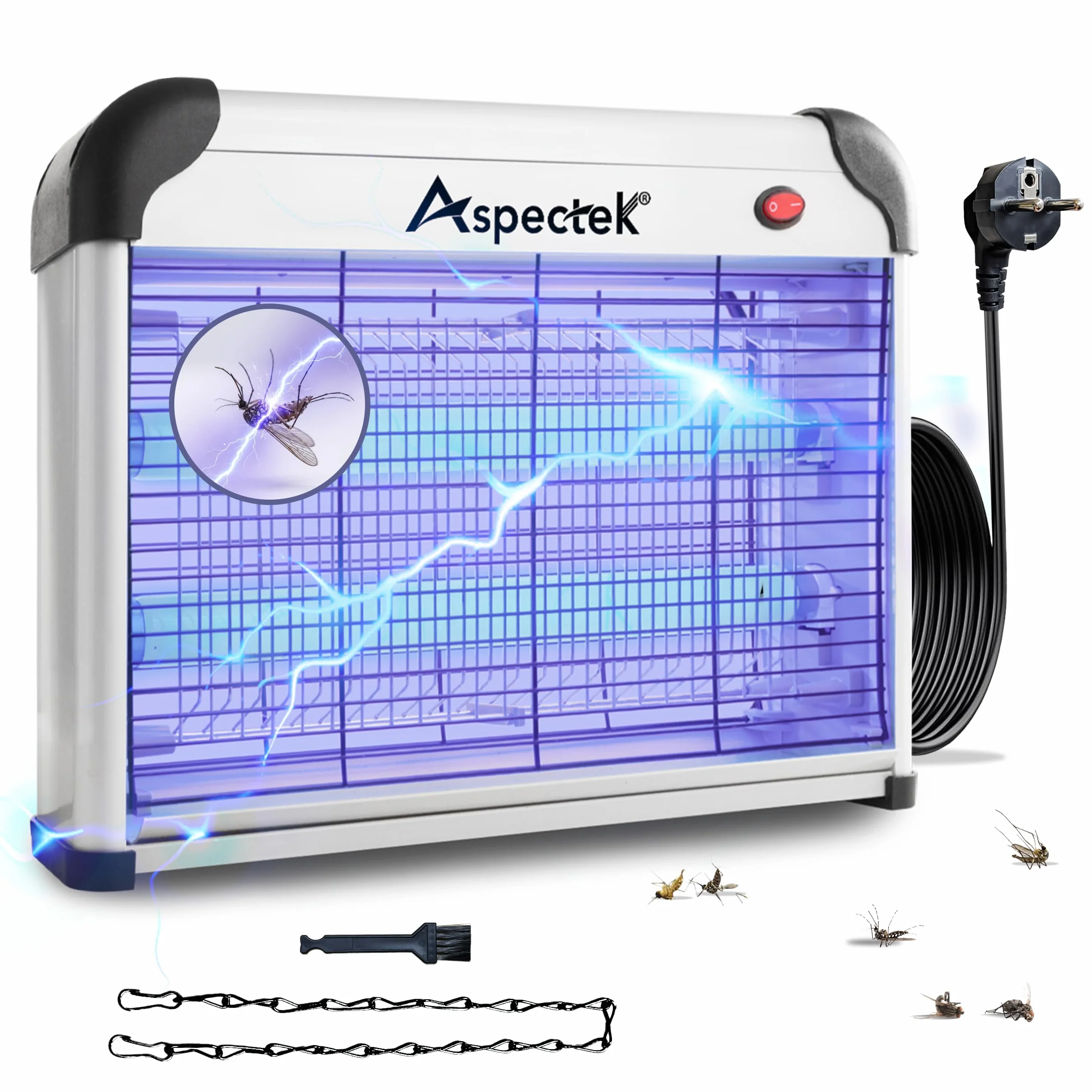 Aspectek Elektryczna pułapka na owady, 20 W, odporna na promieniowanie UV, skuteczna redukcja latających owadów, do użytku wewnątrz sypialni i ogrodu (Bug Zapper)