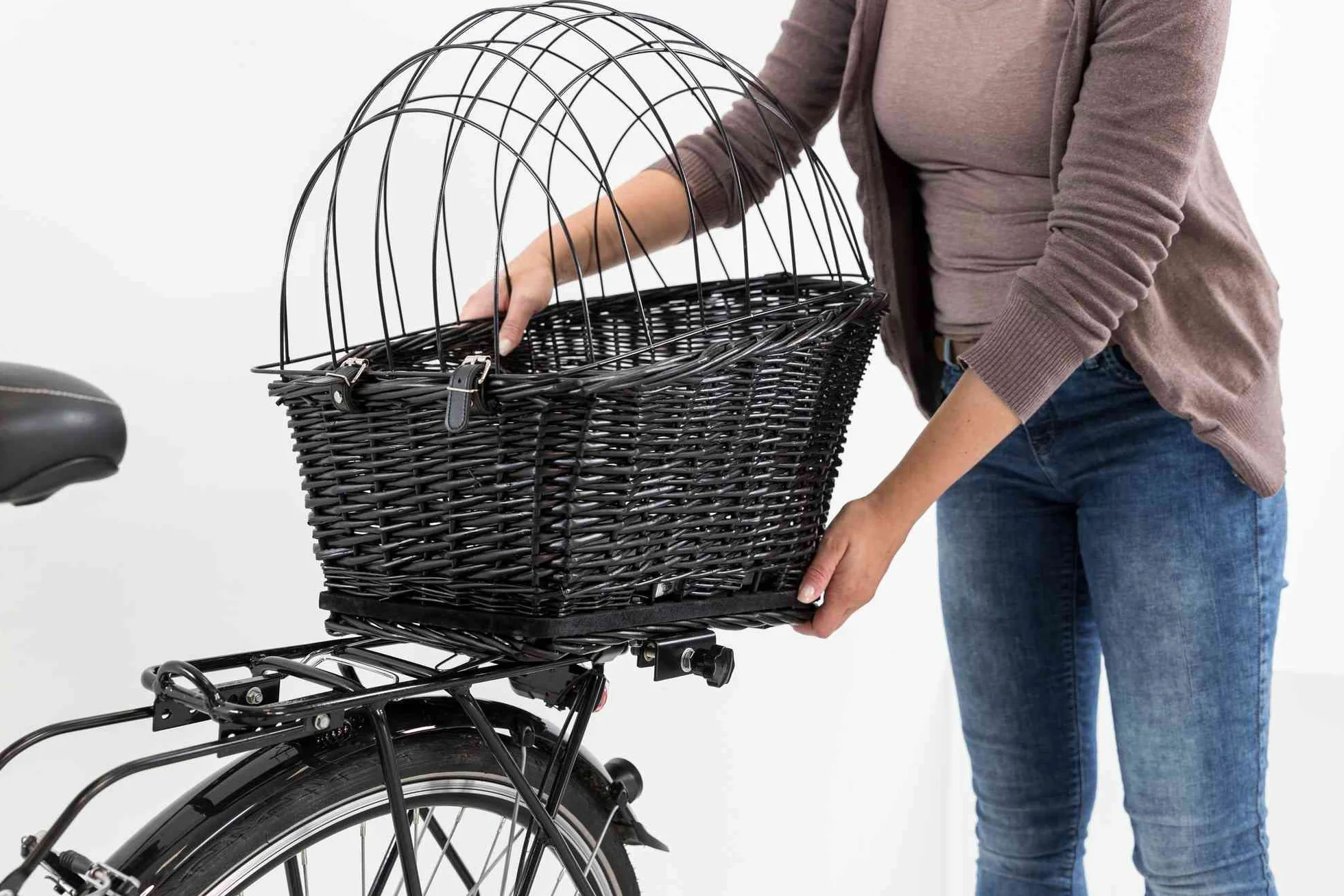 TRIXIE Koszyk Rowerowy z Kratką 13117, Czarny