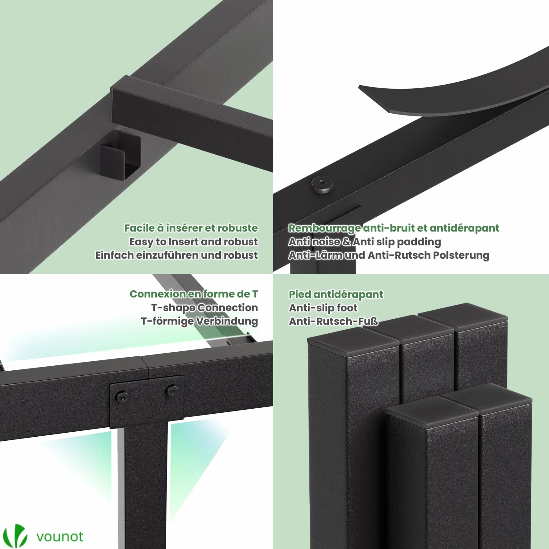 VOUNOT® Stelaż łóżka 180x200 cm z metalu z listwami i miejscem do przechowywania pod łóżkiem, rama łóżka do sypialni i pokoju gościnnego, cichy i solidny, wysokość 36 cm, czarny