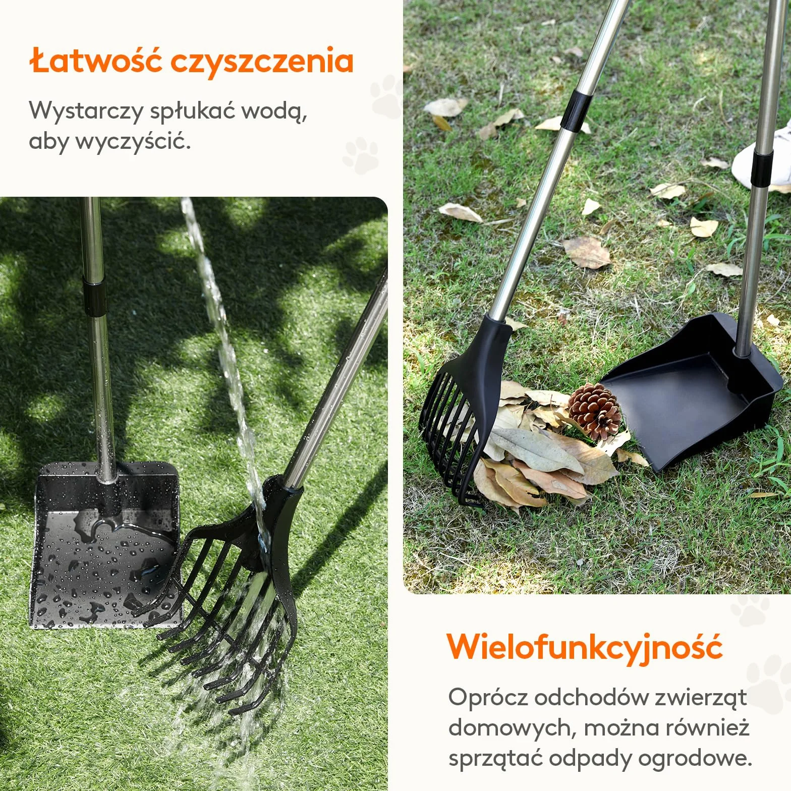 Lifewit Plastikowa szufelka dla psa, na podwórko, lekka, przenośna, dla średnich i małych psów, regulowany, metalowy drążek, długi uchwyt, zestaw szufelek na trawnik, podwórko, trawę