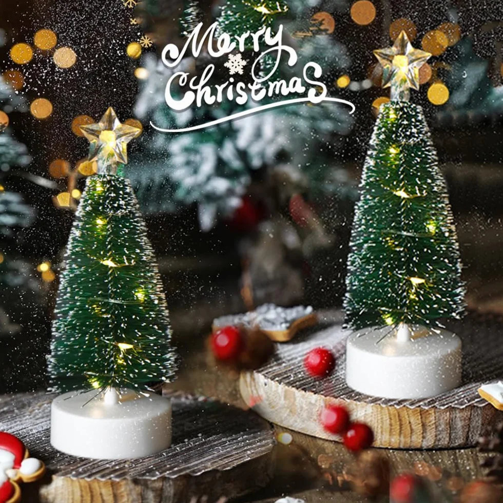 3 sztuki mini choinka na stół z lampkami, sztuczna mini choinka świąteczna z oświetleniem LED, dekoracja świąteczna na przyjęcie, miniaturowe ozdoby stołowe, dekoracja do domu i biura, mini choinka na