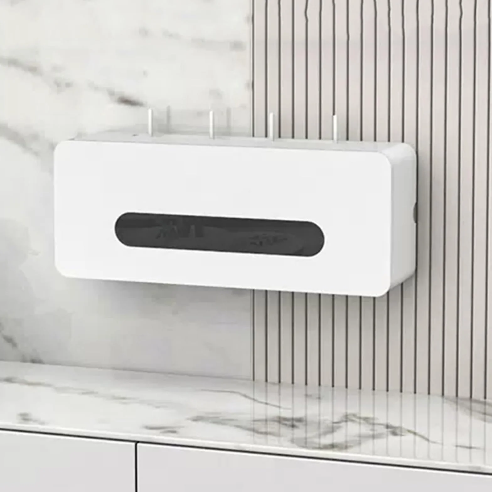Drewniany naścienny kabel nizer do routera bezprzewodowego, funkcjonalna półka do domu i biura, WiFi i design, idealna do przestrzeni wolnych od bałaganu