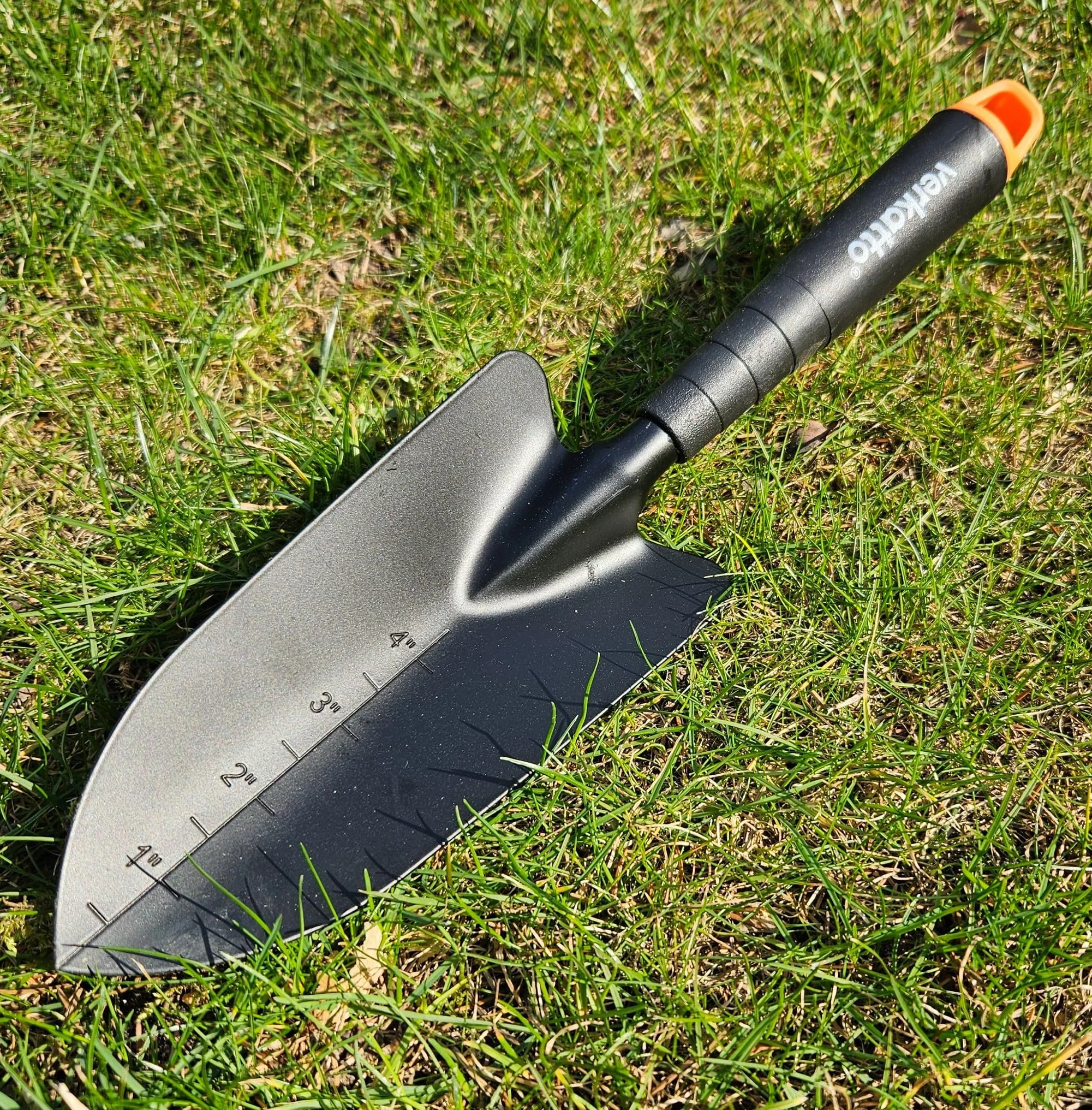 Mivos Łopatka do kwiatów z metalu do sadzenia i przesadzania – mała kielnia ogrodowa, na balkon, ręczna szufla do prac ogrodowych, łopatka o szerokości roboczej 8 cm