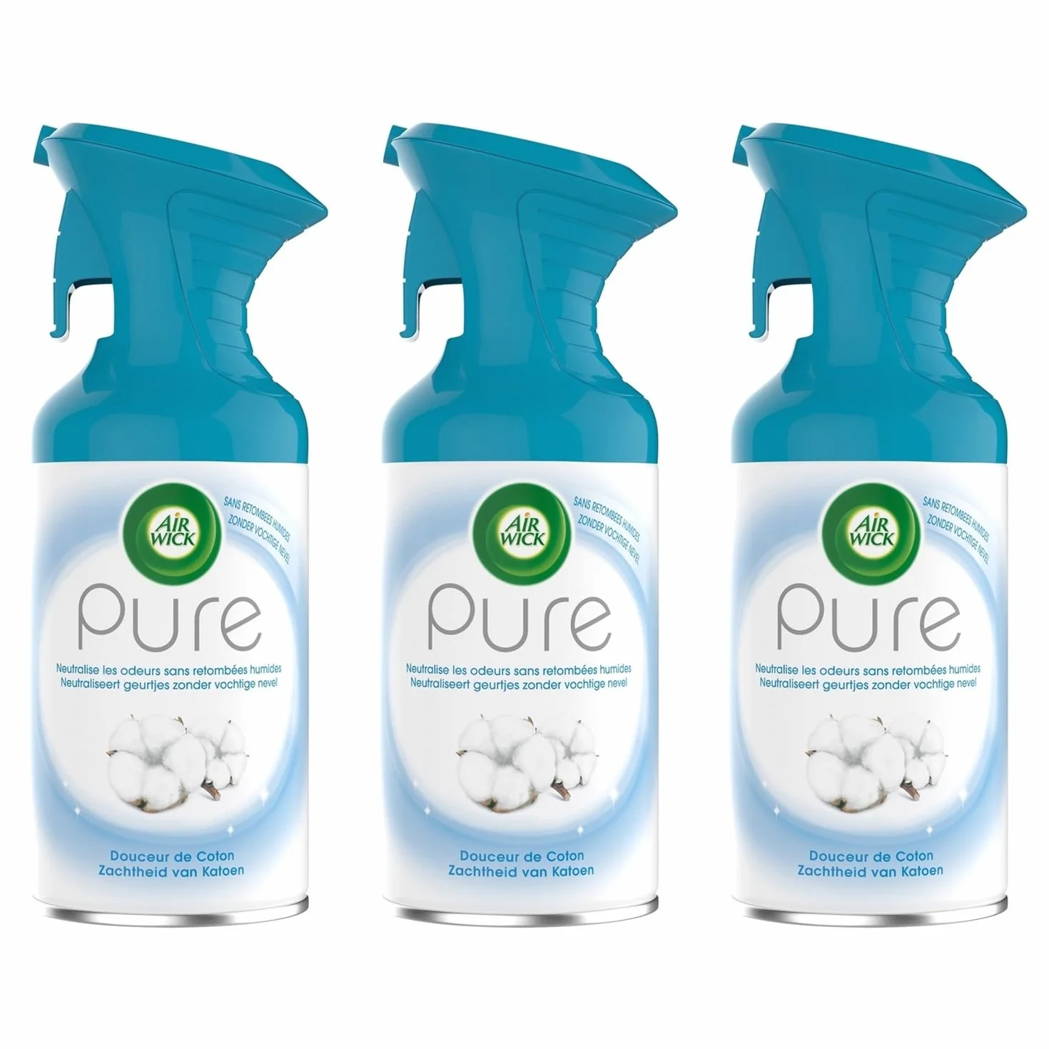 Airwick odświeżacz powietrza do domu, aerozol, Pure Douceur de Coton, 250 ml, 3 sztuki