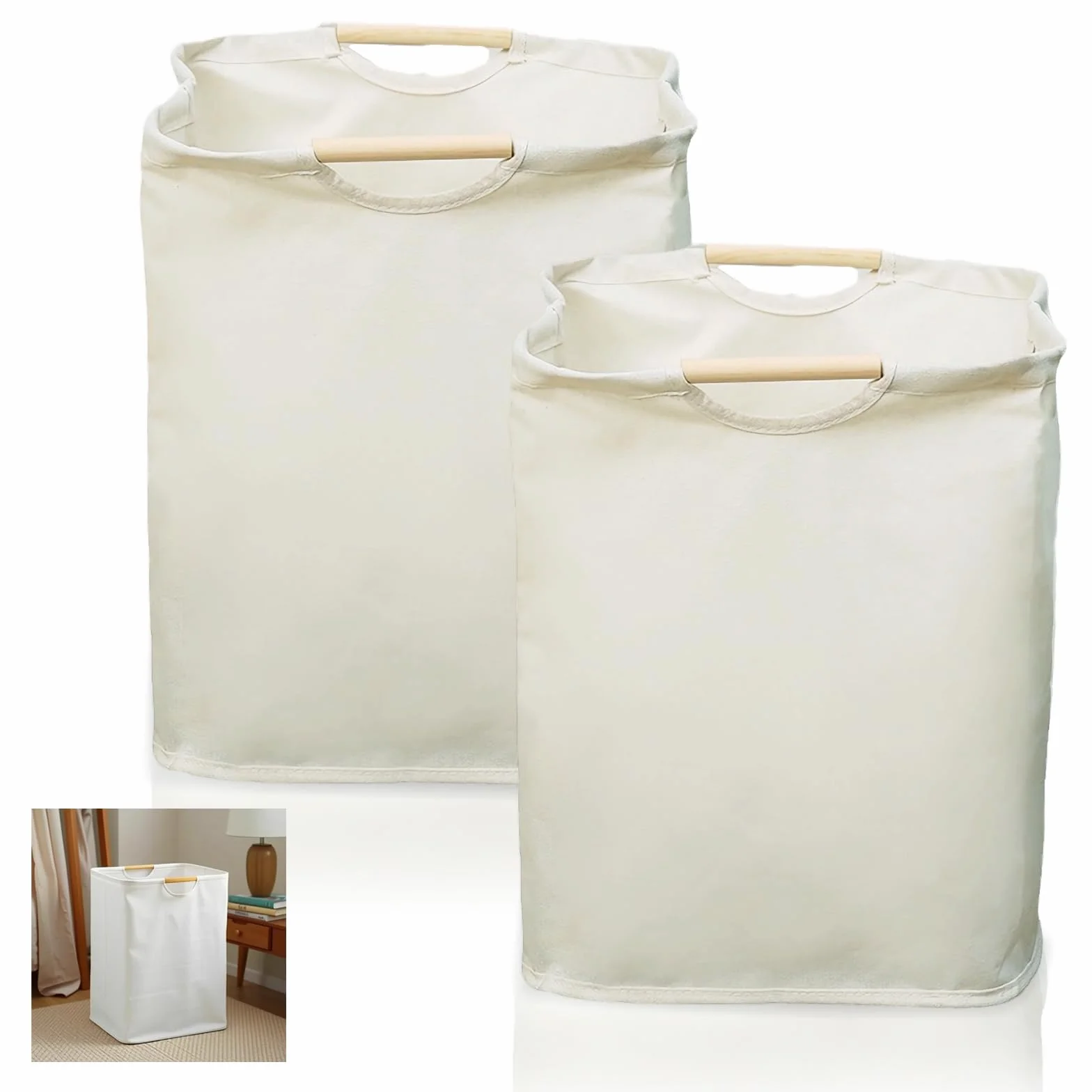 Wąski kosz na pranie, 2 sztuki kosza na pranie z tkaniny, 30 × 29 × 38,5 cm, kosze do przechowywania prania z uchwytem, kosze na bieliznę, kosz na bieliznę do sypialni łazienki