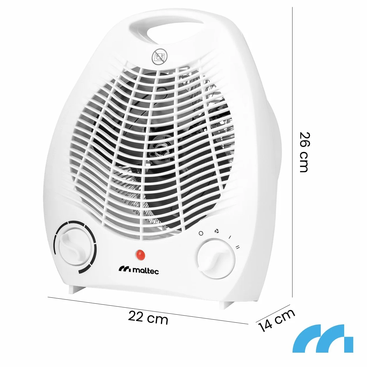 MalTec 5902020587026 Termowentylator Termo Heater 2001, Turbo Mocny, Farelka Elektryczna, Grzejnik na Prąd, Energooszczędny, Bezpieczny, Regulacja 0-1000 - 2000 W, Biały