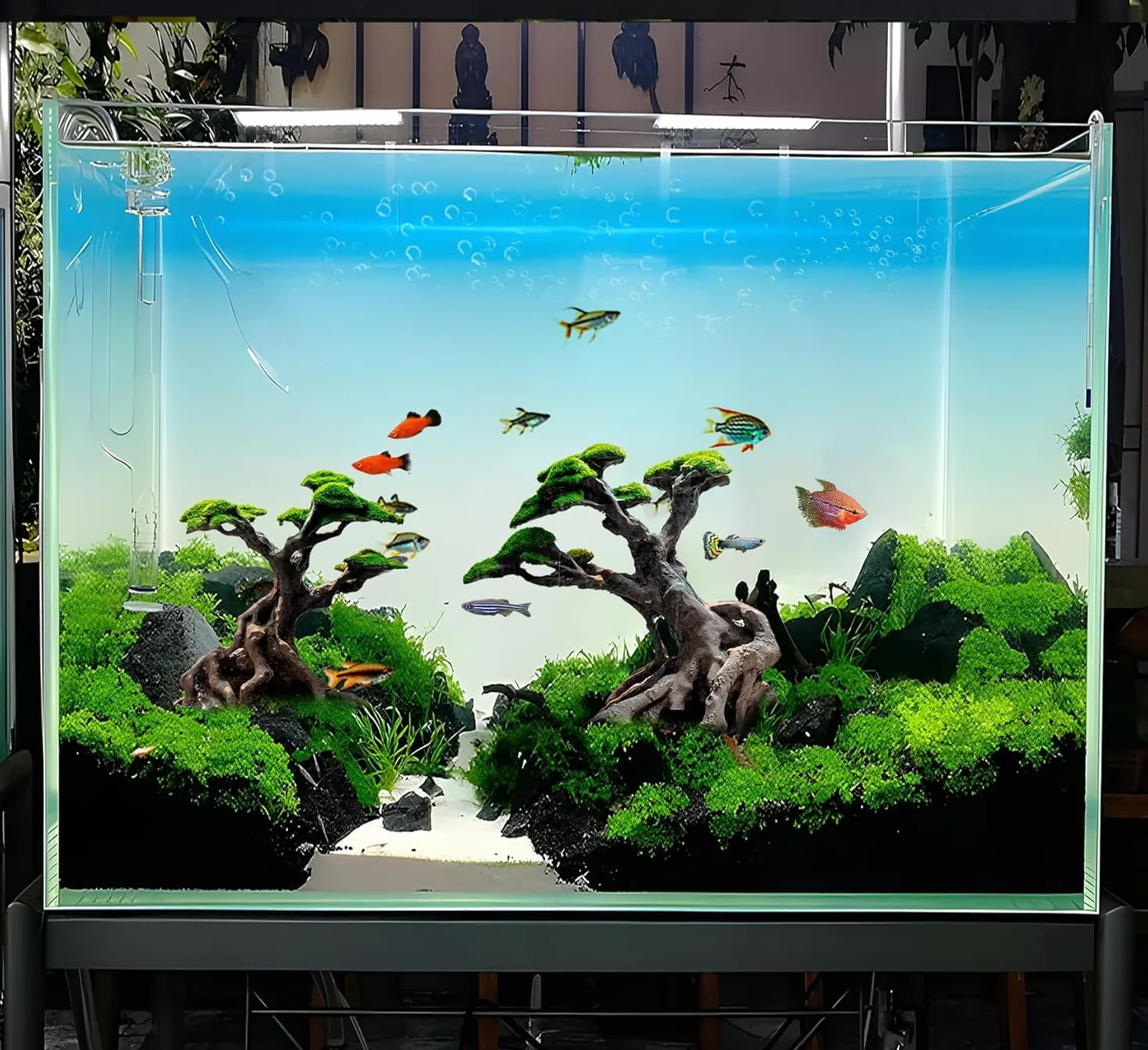 Novelsite Dekoracja akwarium Drzewa bonsai sztuczny mech skały akwariowe Aquascaping piaskowiec złota rybka Betta akcesoria