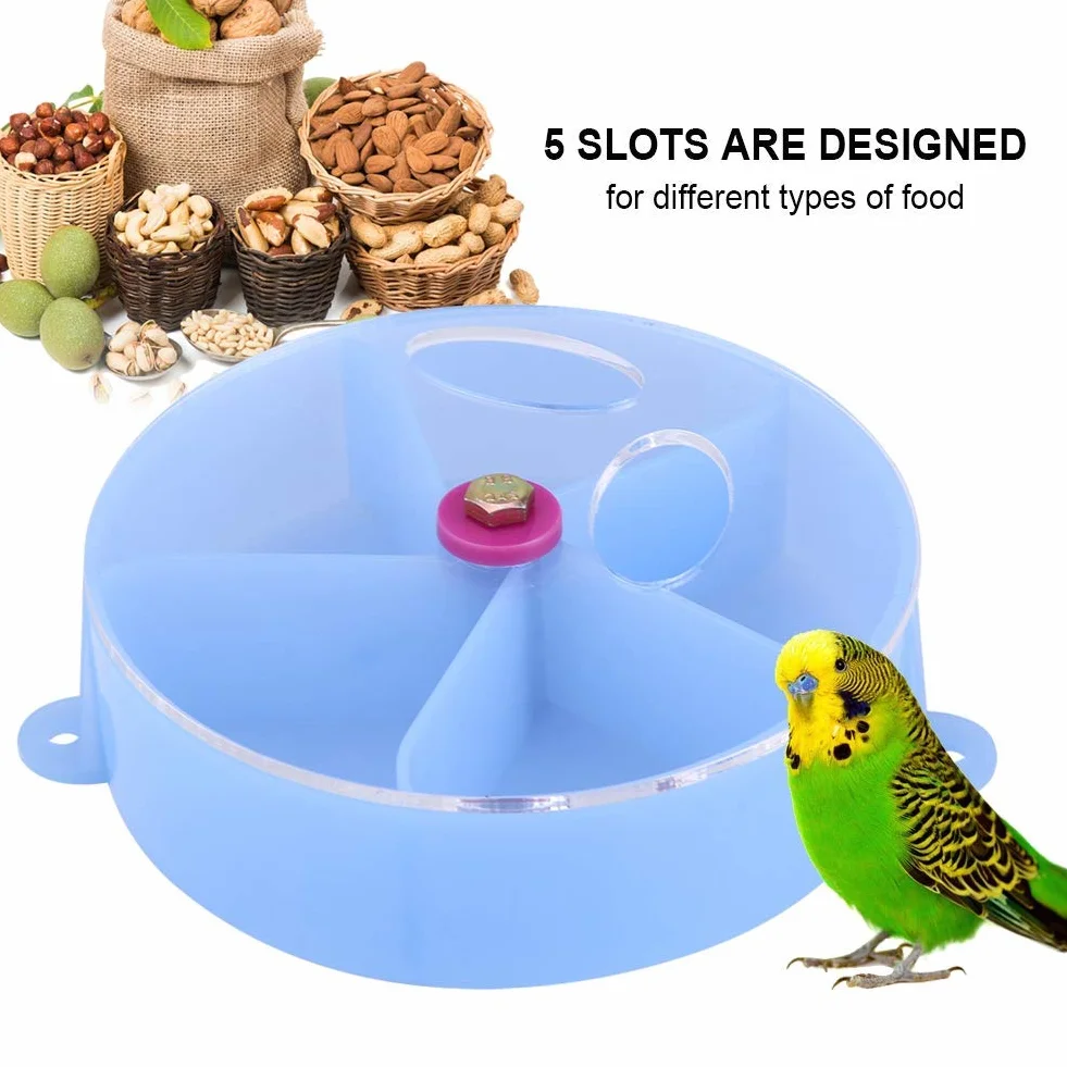 AMONIDA Bird Pet Foraging Feeder 5 gniazdek dla ptaków pióro klatkowe dla ptaków pióro dla ptaków Feeder, ptaki Feed Toy, dla silnych kokatielsów (niebieski)
