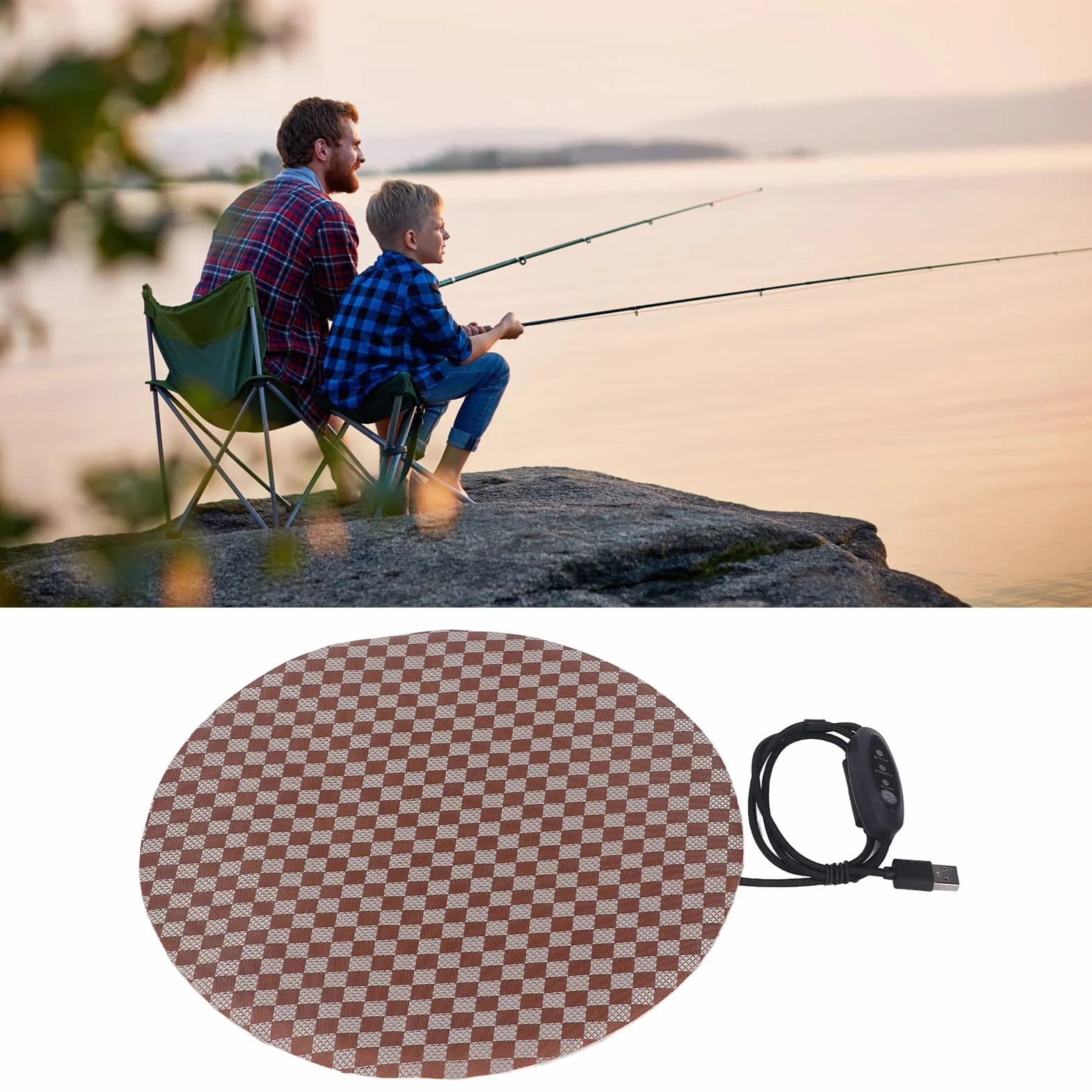 Podkładka Grzewcza dla Zwierząt Domowych 3 Poziomy Usb Tkanina Oxford Okrągły Gad Poduszka Biurowa 28 Cm średnica Filcowa Tkanina Poduszka Wędkarska Okrągły Kształt Tkaniny
