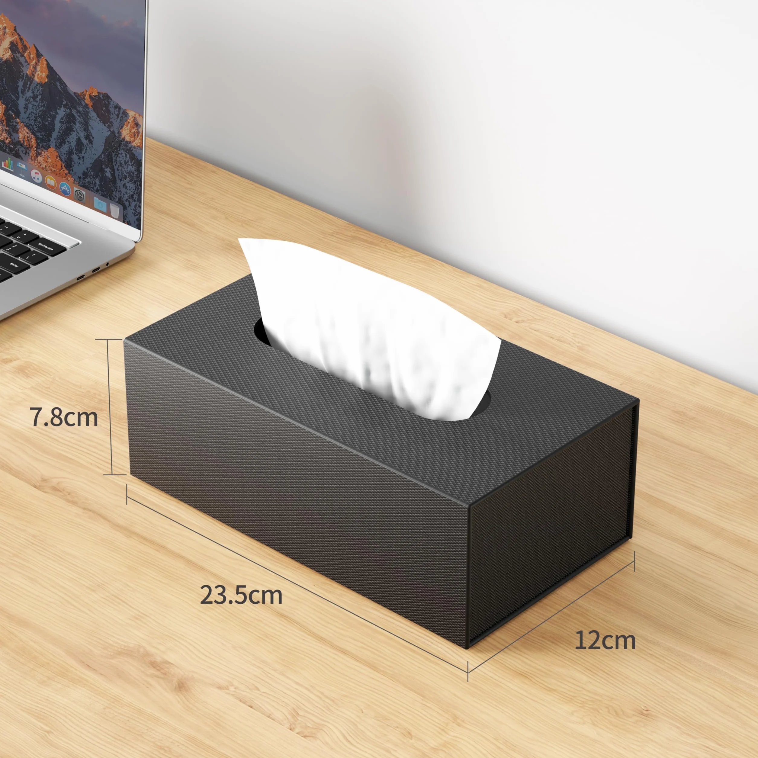 JiaWei Prostokątny składany uchwyt na chusteczki o wymiarach 23,5 x 12 x 7,8 cm, pudełko na chusteczki z magnetyczną pokrywą i wytłoczoną konstrukcją, wykonane z bardzo stabilnego kartonu o gramaturze
