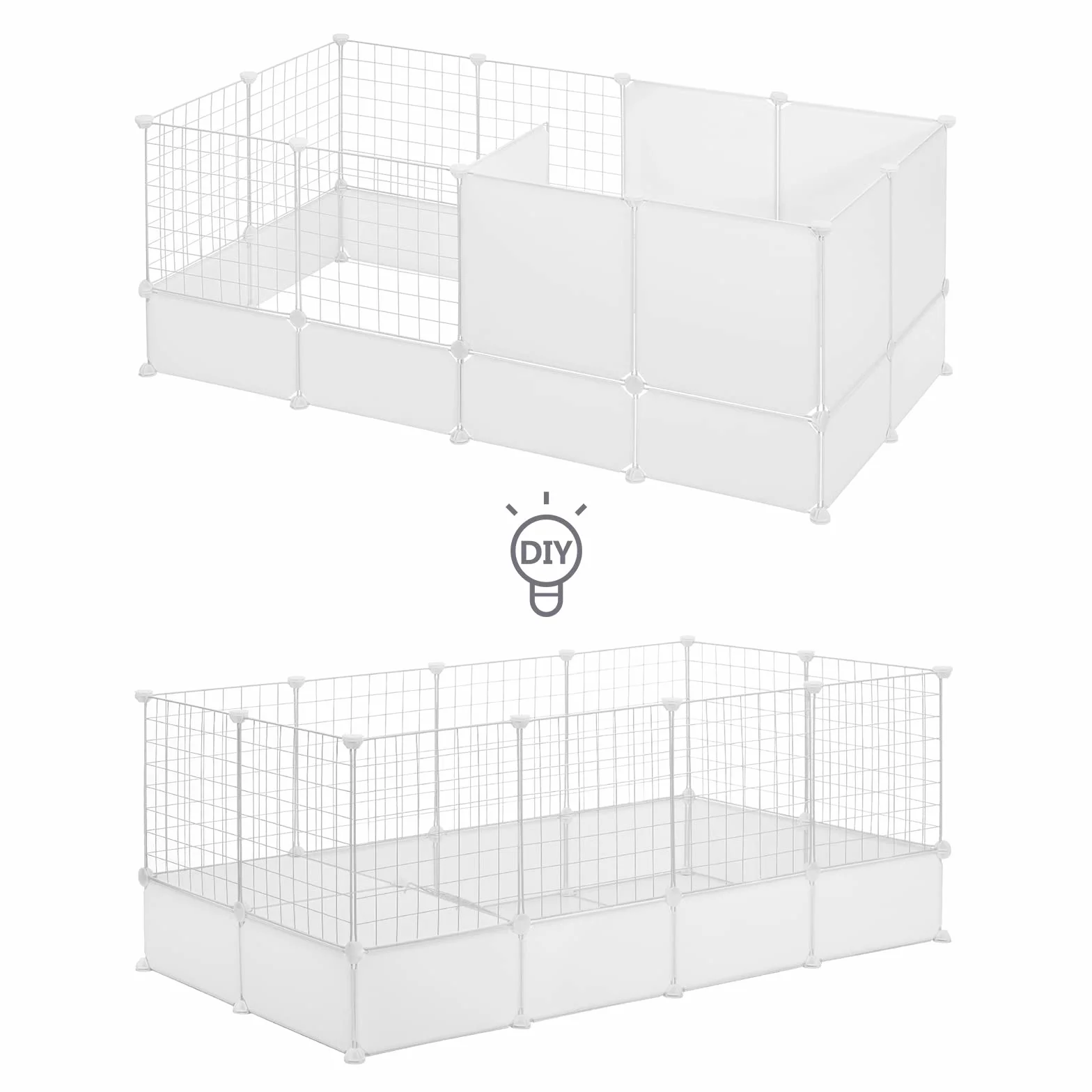 EUGAD Wybieg dla królików i świnek morskich – Kojec z twardym dnem 142 x 53 x 71 cm Biały