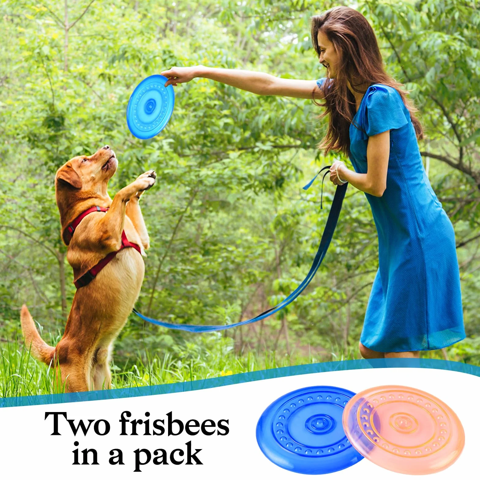 2 sztuki krążków dla psów, 18,5 cm, fryzura, z naturalnego kauczuku, frisbee dla psów na ląd i wodę, krążki do treningu psów, łapania, zabawy (niebieskie + pomarańczowe)