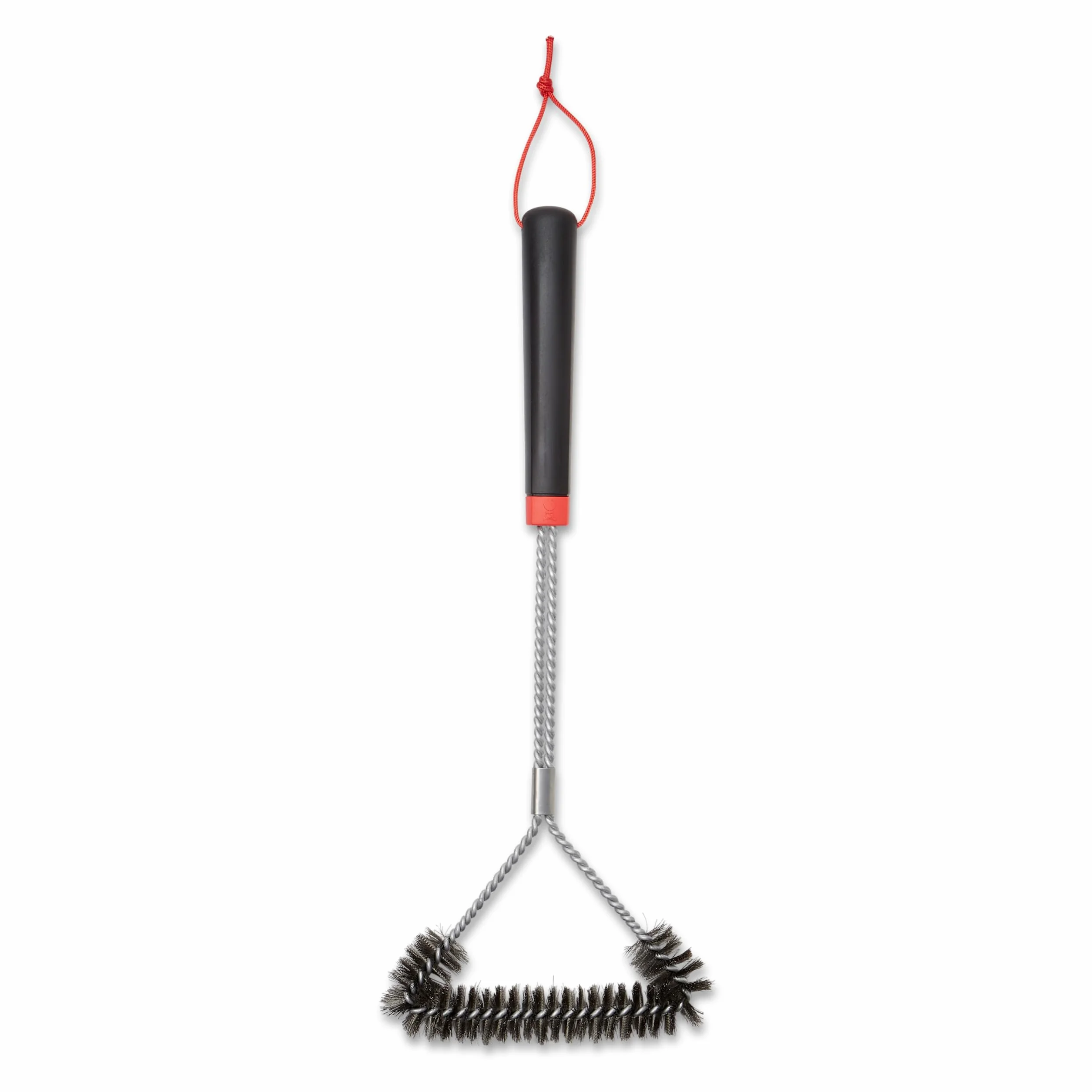 Weber Szczotka do Grilla - Trójkątna, Długa, 46cm Długości, Doskonały Uniwersalny Narzędzie, z Antypoślizgową Rękojeścią, Wytrzymałymi i Nieprzewodzącymi Włóknami ze Stali Nierdzewnej - Czarny (6278)