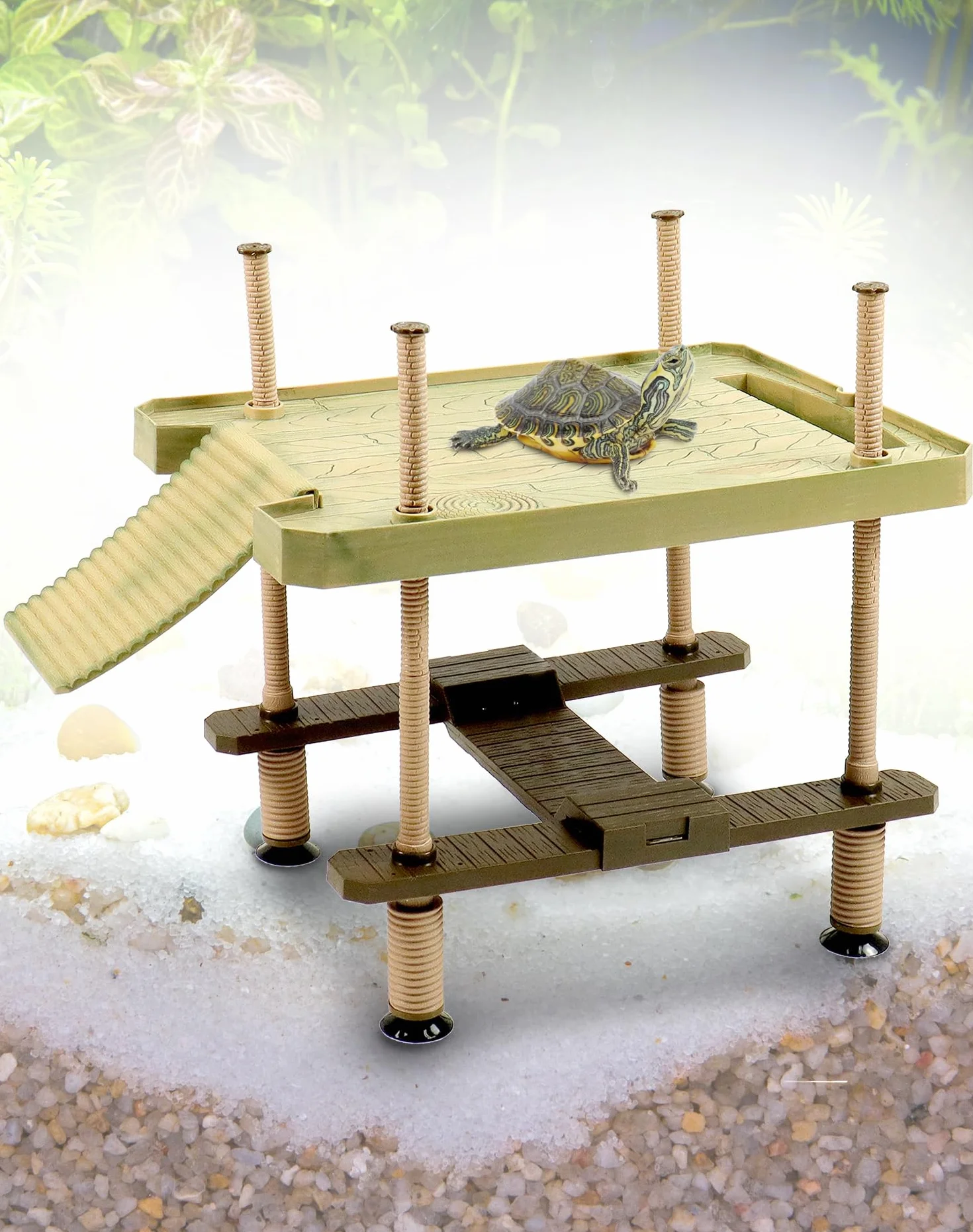 QWORK® Duża Pływająca Platforma dla Żółwi i Do Pływania, akcesoria do żółwi lądowych, do akwariów i terrariów, 40,5 cm x 28 cm
