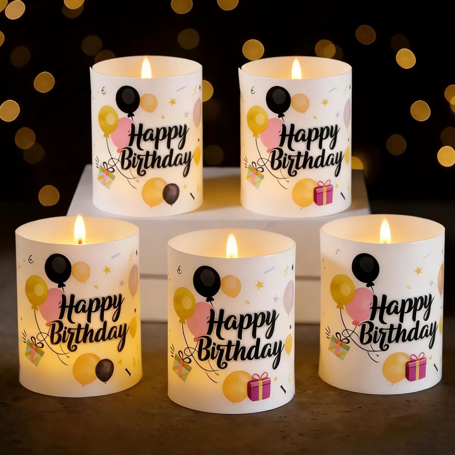12 lampionów, dekoracja stołu, urodziny, świeczniki urodzinowe, dekoracja stołu, dekoracja stołu Happy Birthday, nadają się do podgrzewaczy lub świec (kolorowe)