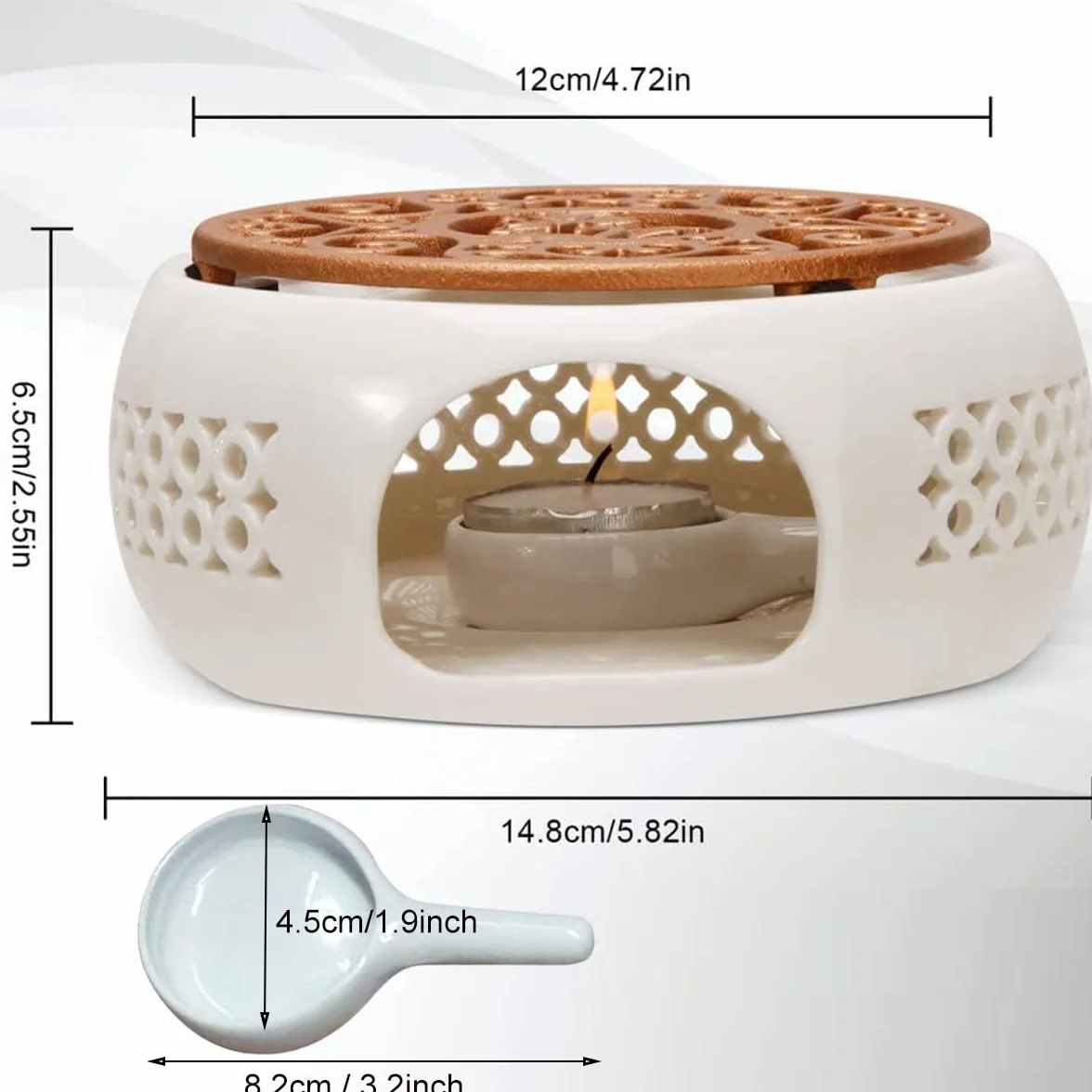 ceramiczny podgrzewacz do dzbanka do herbaty, porcelanowy uchwytny podgrzewacz do herbaty z matą do kuchenki, puste rzeźbione wzornictwo