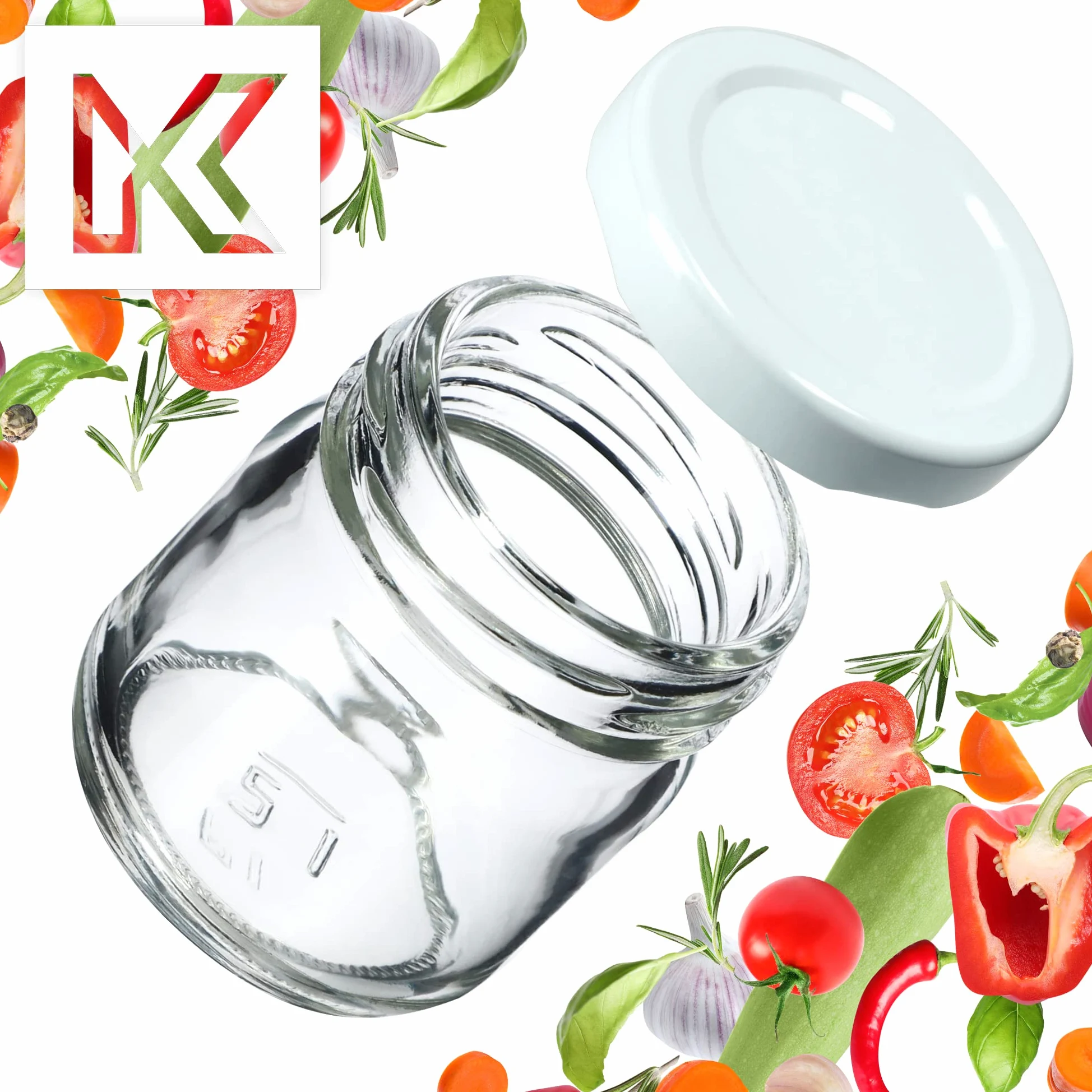 KADAX Zestaw 20 szt. mini słoiczków szklanych 40 ml z białą zakrętką fi 43 mm do przypraw, próbek, dżemu, miodu i przetworów