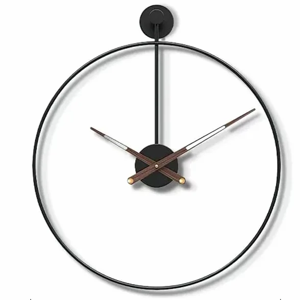 HYLR Minimalistyczny styl industrialny wiszący zegar cichy luksusowy zegar wiszący metalowy zegar wiszący salon sypialnia sypialnia bar