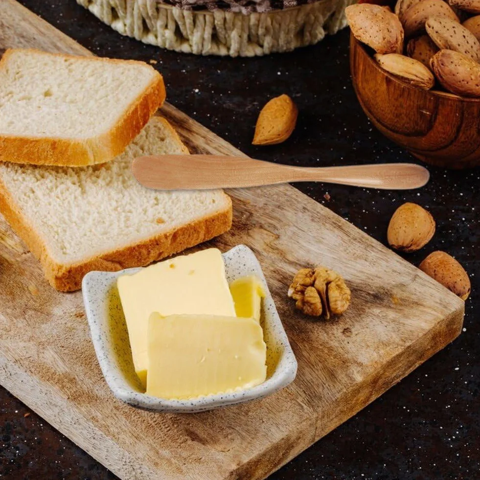 Drewniany nóż do masła, 2 szt. galaretki, kanapki, przyprawy, noże do sera, drewniane szpatułki do masła, do słoików, blenderów, mieszania