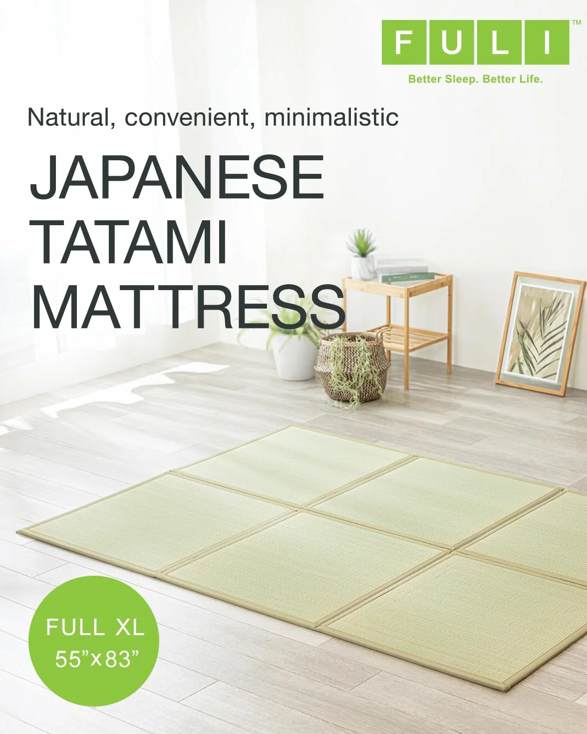 FULI Japoński tradycyjny materac tatami Igusa (Rush Trass), 140 cm x 210 cm podwójny długi. Wyprodukowano w Japonii