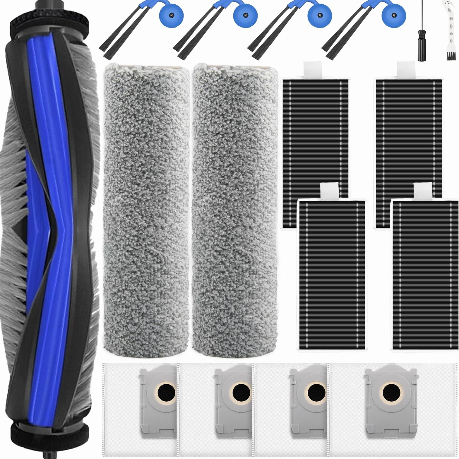 17 sztuk akcesoriów do robota odkurzającego ECOVACS DEEBOT X9 PRO Omni / X11 PRO Omni / T80S Omni, 4 worki do odkurzacza 4 szczotki boczne, 4 filtry, 1 szczotka główna, 2 wałek do wycierania, 1