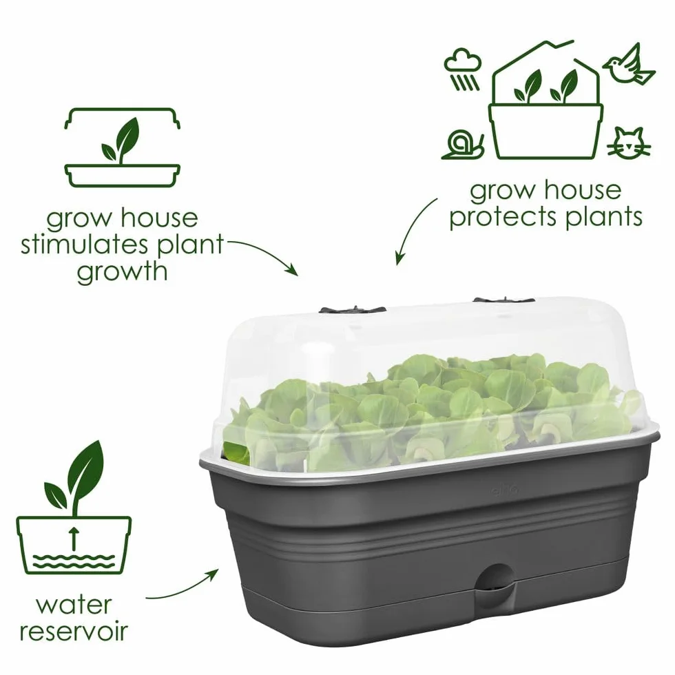 elho Green Basics Allin1 32 miska do uprawy roślin - zestaw do uprawy - 100% plastik z recyklingu - Ø 32,0 x wys. 13,2 cm - czarna/Living Black