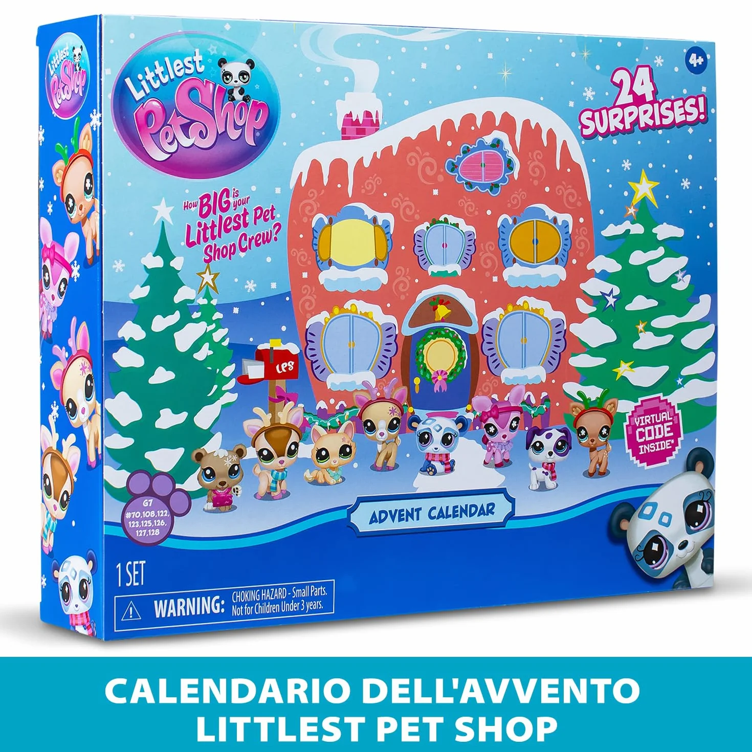 Littlest Pet Shop kalendarz adwentowy dla zwierząt domowych, 8 sklepów dla zwierząt domowych i 16 akcesoriów, kalendarz na 24 dni Bożego Narodzenia, minifigurki zwierząt, zabawka dla dzieci od 4 lat i