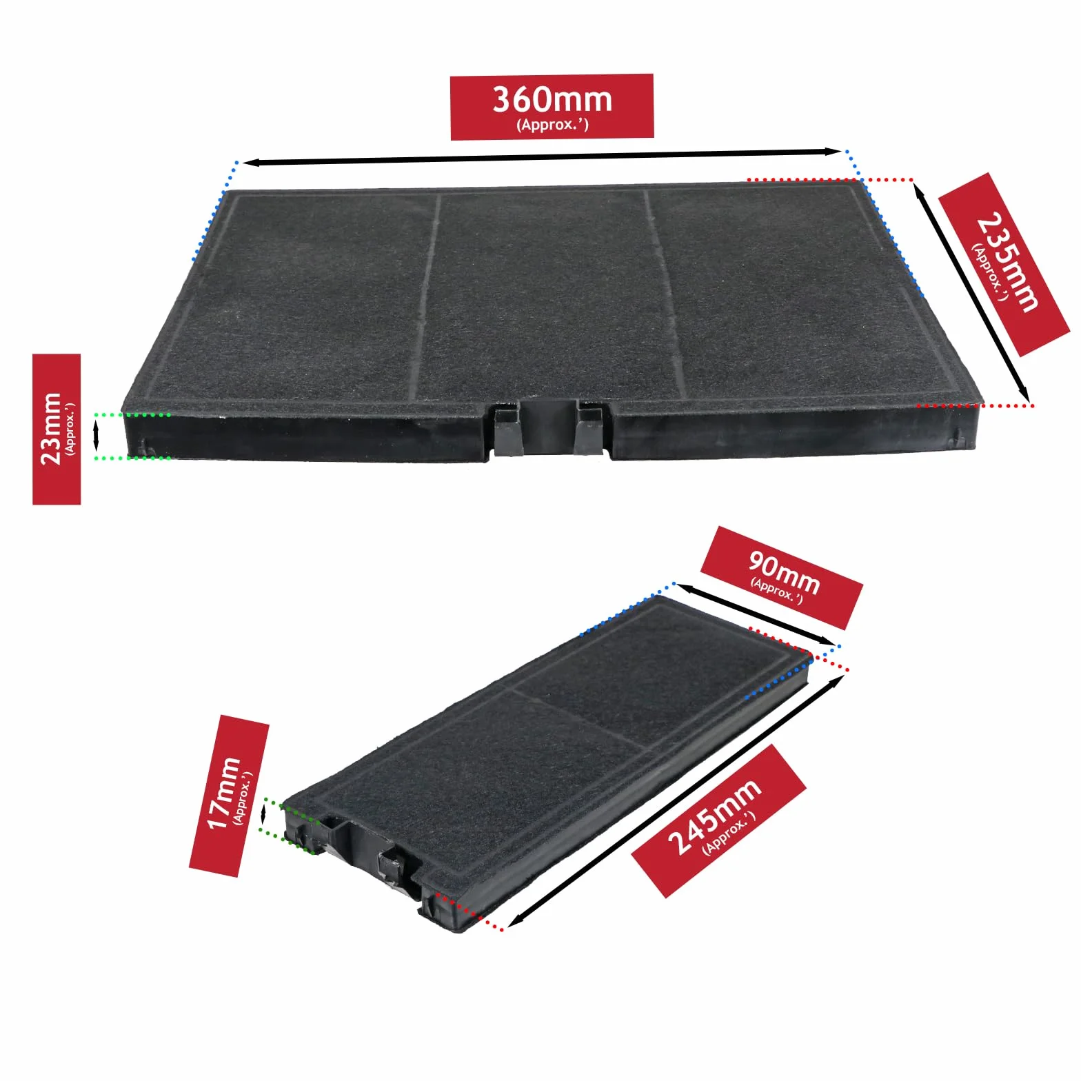 SPARES2GO Filtr węglowy do okapu kuchennego Bosch DWK67 DWK87 DWK97 DWK98 (2 filtry)