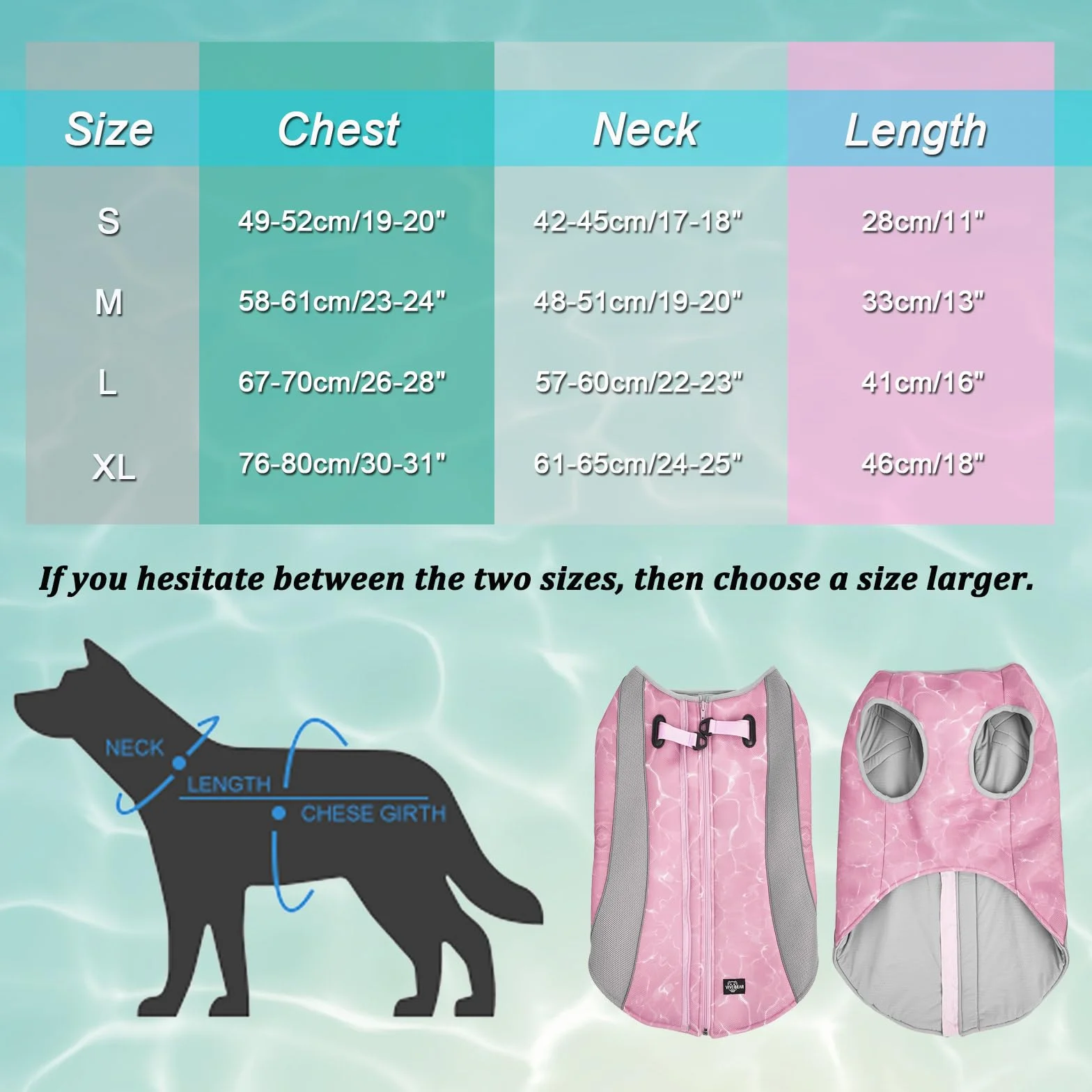 Chłodzący płaszcz i kamizelka dla psa, różowa, L, mieszanka poliestru, regulowana, odblaskowa