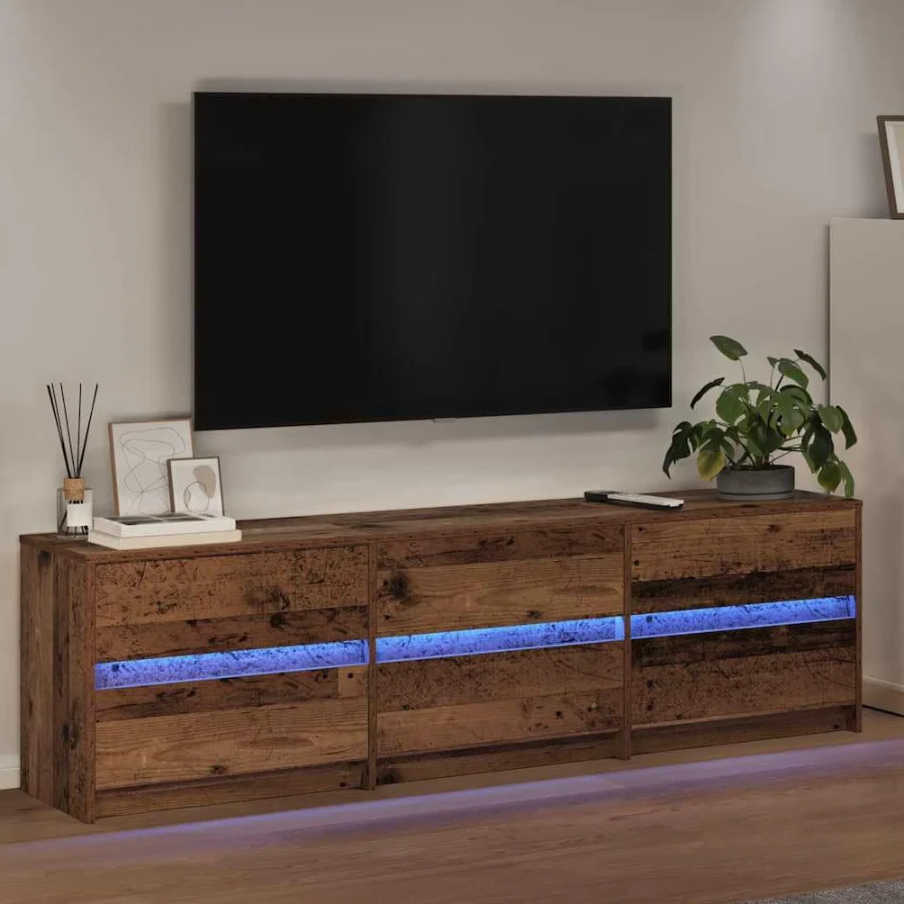 Rustykalna szafka pod telewizor brązowa, 180 x 34 x 50 cm, drewniana podstawka pod telewizor do salonu, centrum rozrywki z drzwiami przesuwnymi, konsola TV do sypialni, uniwersalna szafka na