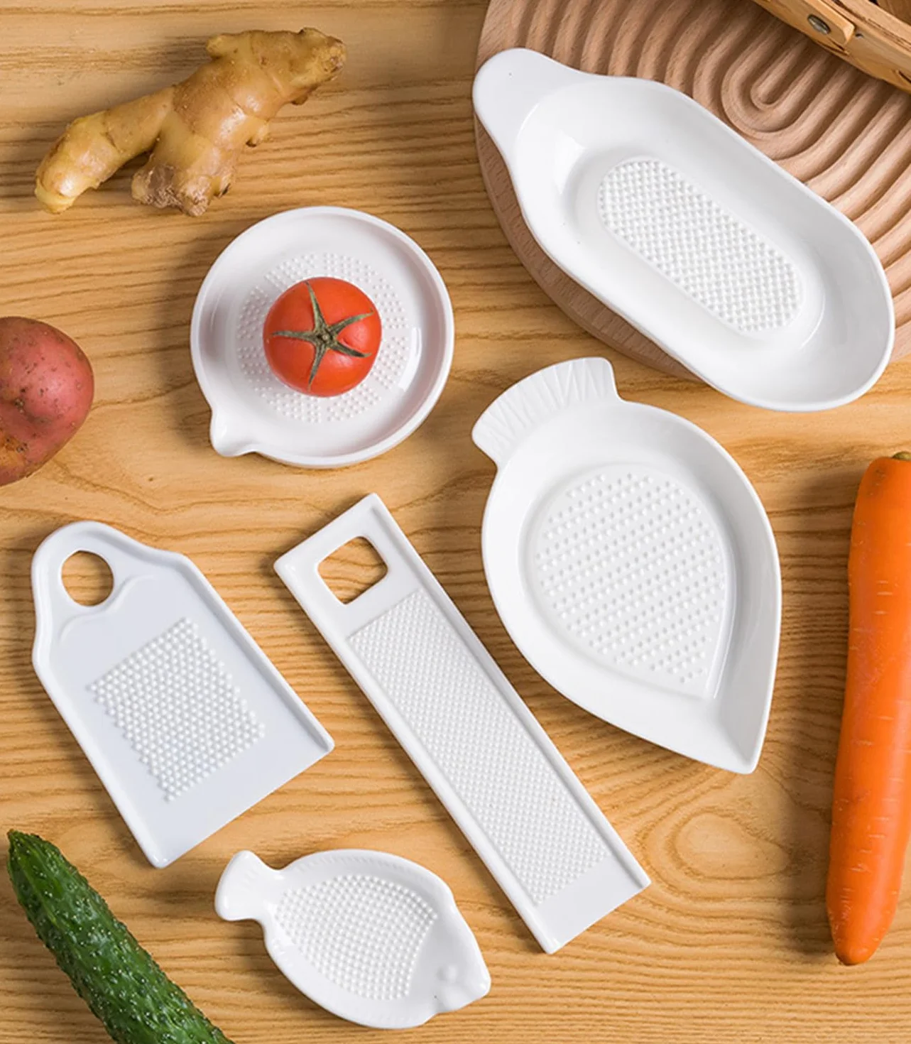 LATRAT Tarka ceramiczna, porcelanowa do imbiru, czosnku, owoców, warzyw (styl 4)