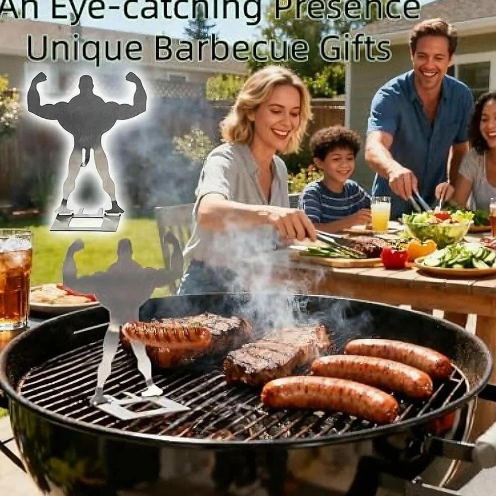 3 sztuki Funny BBQ Stand stojak na kiełbasy, stojak na kiełbasę, stojący mężczyzna, stal nierdzewna, składany, przenośny stojak na grill, piknik, imprezę, uroczystości rodzinne (A)